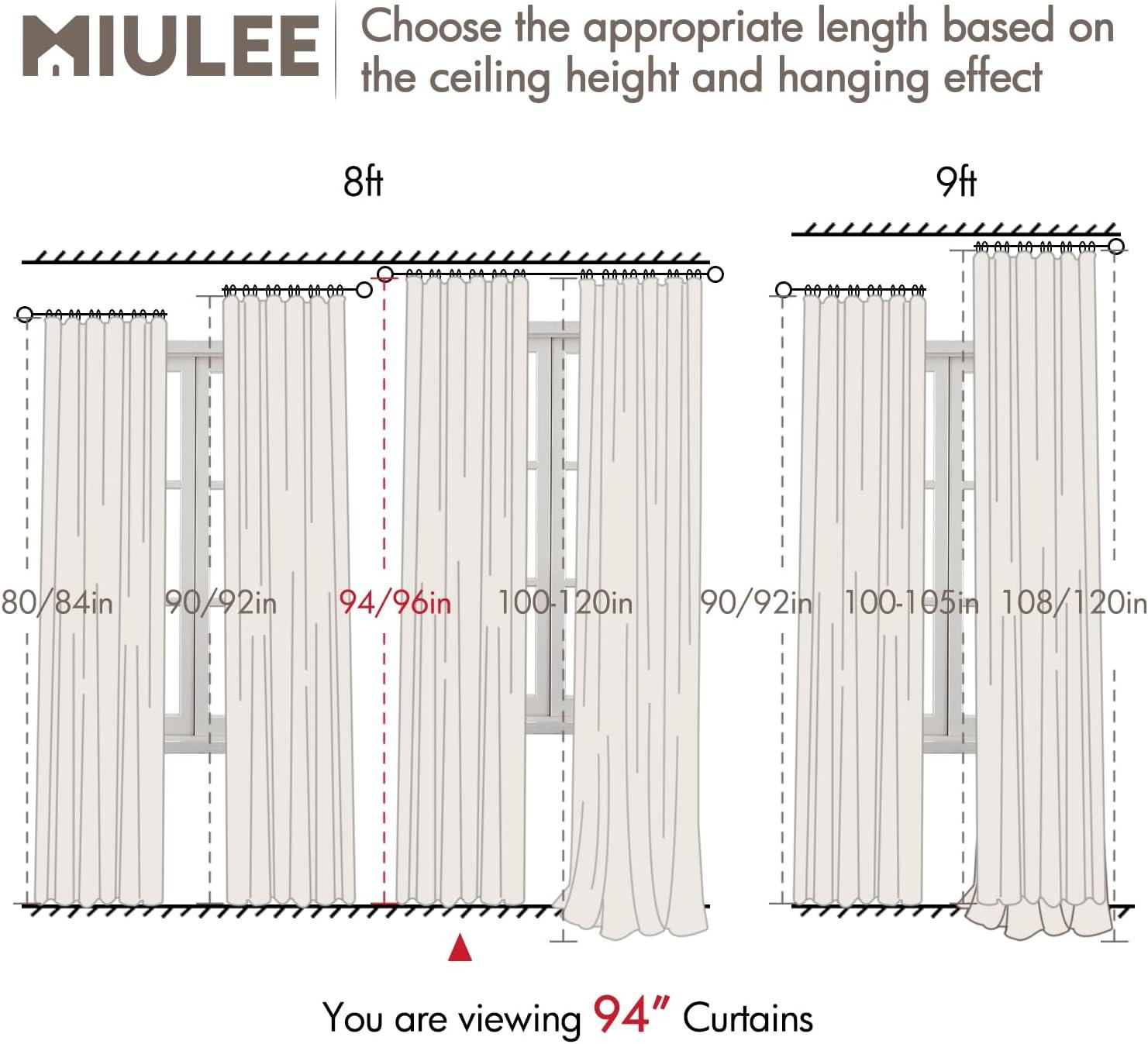 imageMIULEE 100 Blackout Curtains 90 Inch Long 2 Panels Set for Bedroom Thick Luxury Faux Linen Black Out Curtain Room Darkening Back Tab Pleat Window Textured Drapes with Hooks for Living Room BirchBirch