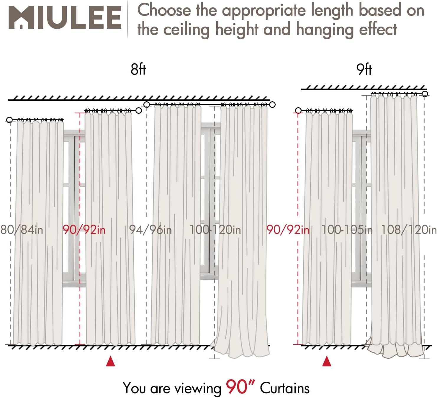 imageMIULEE 100 Blackout Curtains 90 Inch Long 2 Panels Set for Bedroom Thick Luxury Faux Linen Black Out Curtain Room Darkening Back Tab Pleat Window Textured Drapes with Hooks for Living Room BirchDutch Cocoa