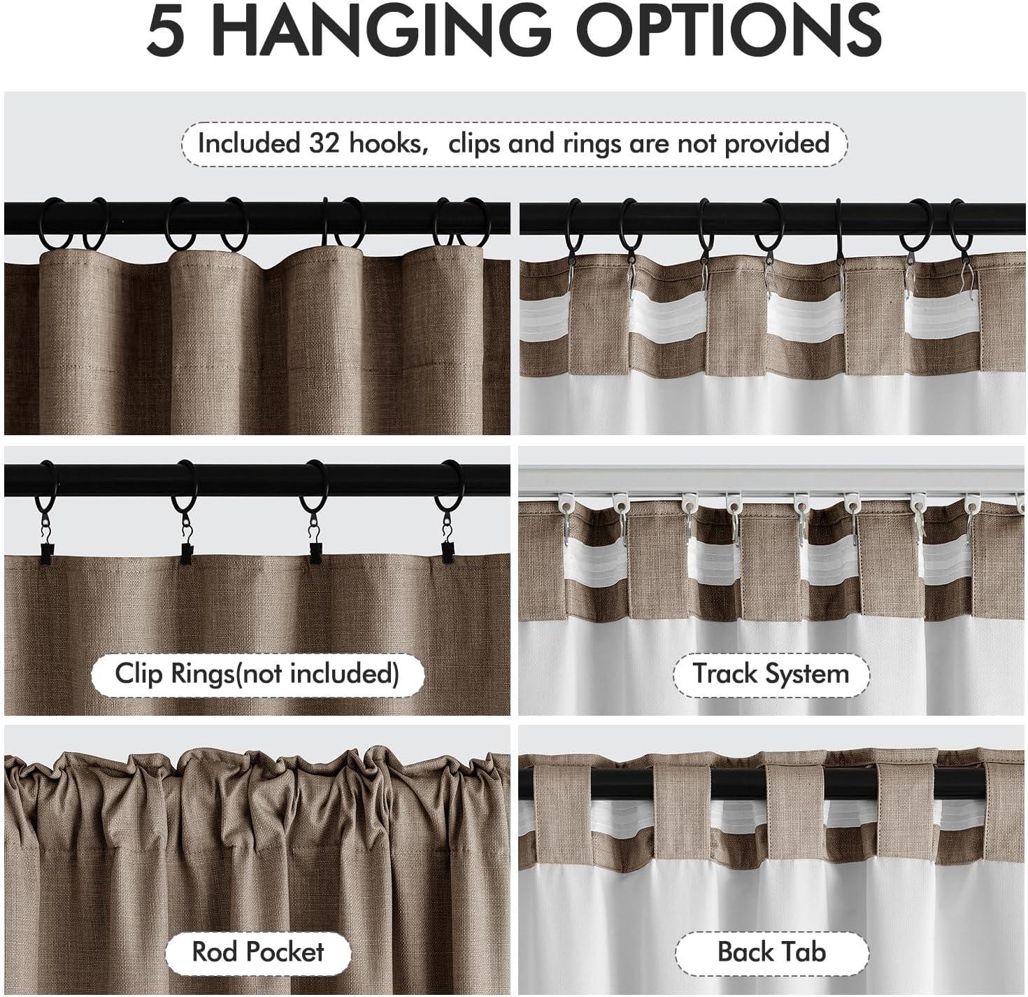 imageMIULEE 100 Blackout Curtains 90 Inch Long 2 Panels Set for Bedroom Thick Luxury Faux Linen Black Out Curtain Room Darkening Back Tab Pleat Window Textured Drapes with Hooks for Living Room BirchDutch Cocoa