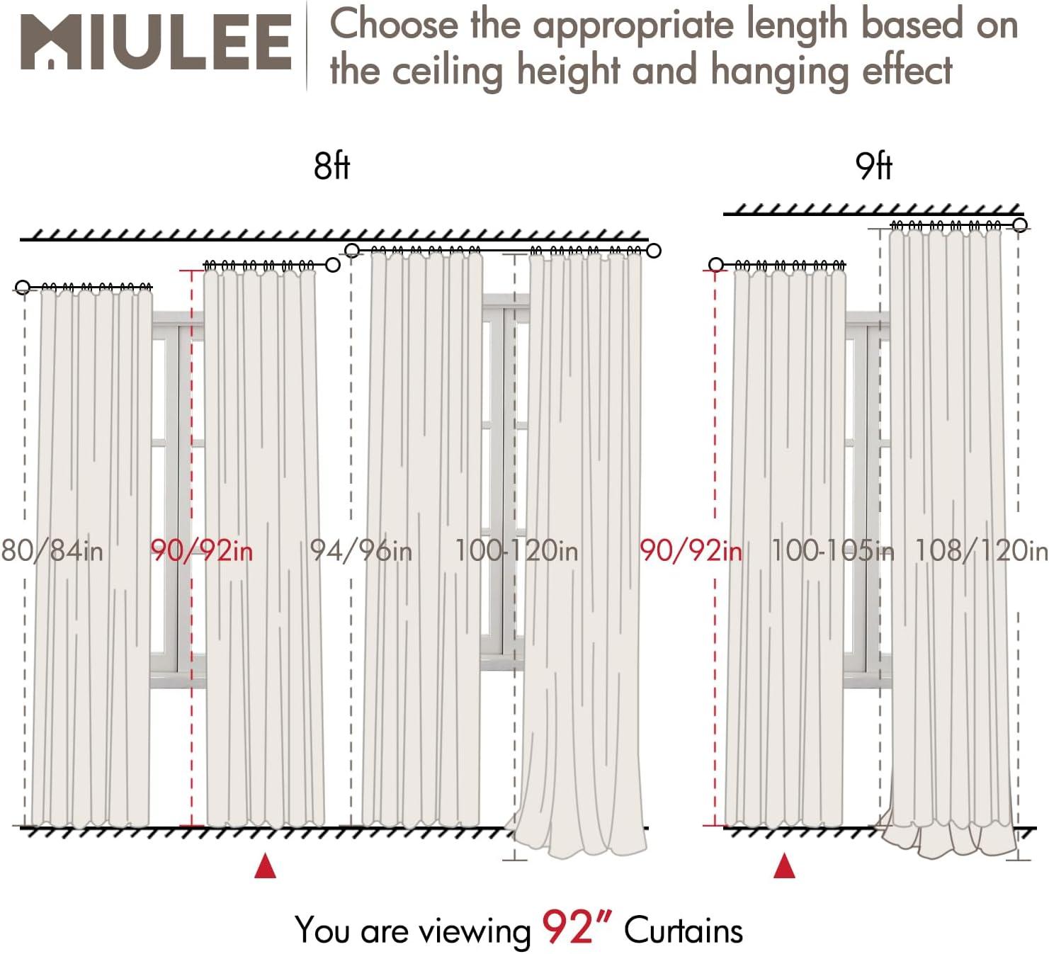 imageMIULEE 100 Blackout Curtains 90 Inch Long 2 Panels Set for Bedroom Thick Luxury Faux Linen Black Out Curtain Room Darkening Back Tab Pleat Window Textured Drapes with Hooks for Living Room BirchBirch