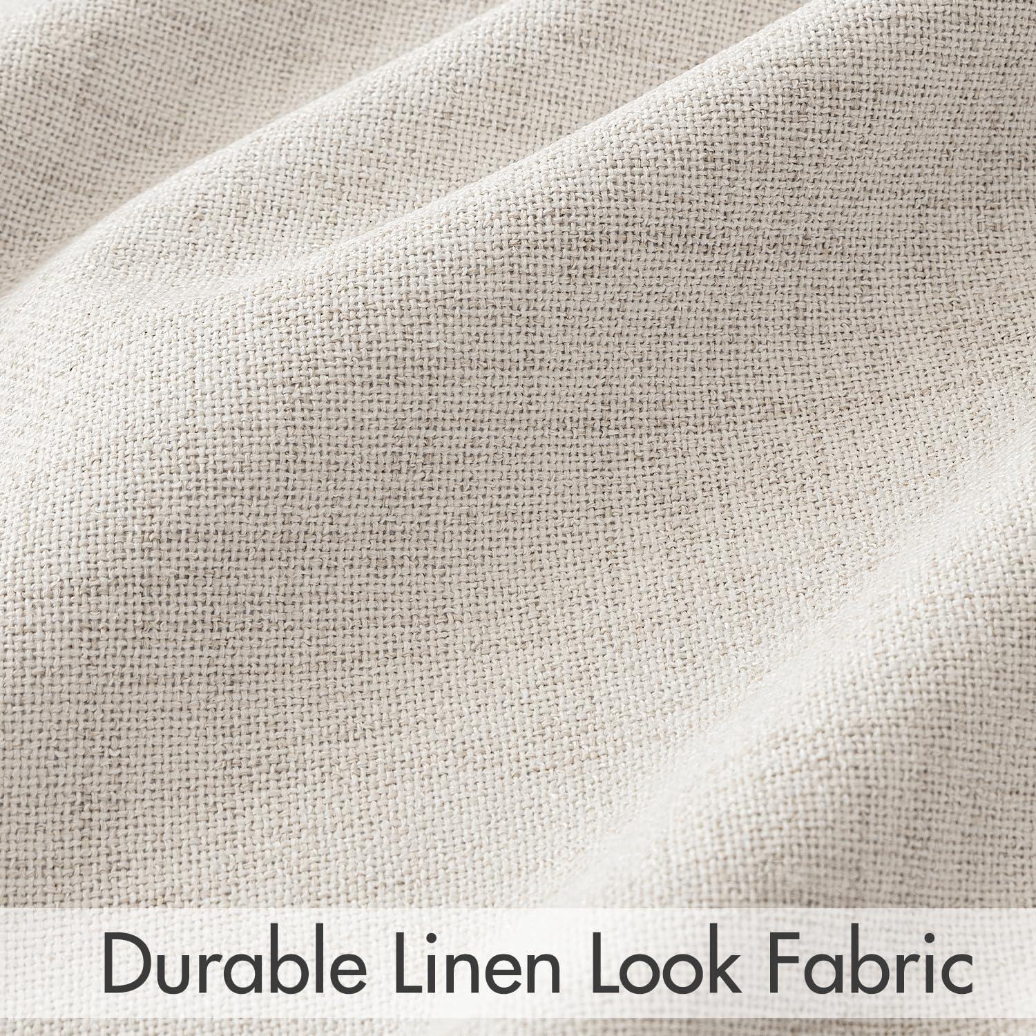 imageMIULEE 100 Blackout Curtains 90 inches Long Linen Curtains for Bedroom Black Out Window Treatments Thermal Insulated Room Darkening Drapes Back Tab Rod Pocket Emerald Green Christmas Decor 2 PanelsCream