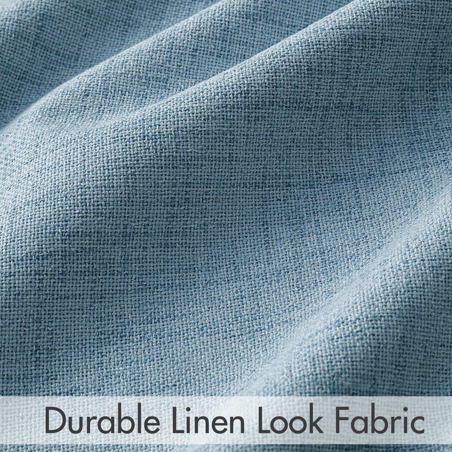 imageMIULEE 100 Blackout Curtains 90 inches Long Linen Curtains for Bedroom Black Out Window Treatments Thermal Insulated Room Darkening Drapes Back Tab Rod Pocket Emerald Green Christmas Decor 2 PanelsSlate Blue