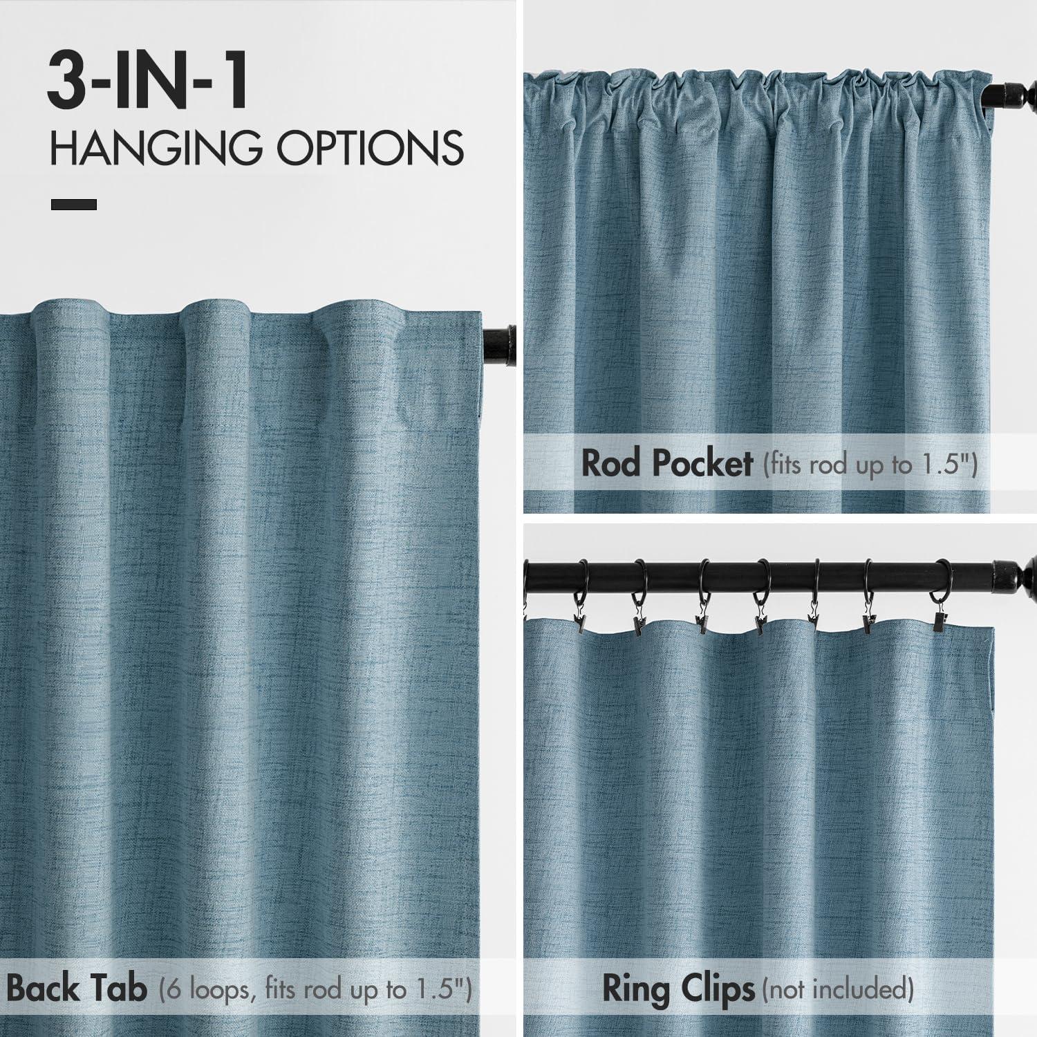 imageMIULEE 100 Blackout Curtains 90 inches Long Linen Curtains for Bedroom Black Out Window Treatments Thermal Insulated Room Darkening Drapes Back Tab Rod Pocket Emerald Green Christmas Decor 2 PanelsSlate Blue