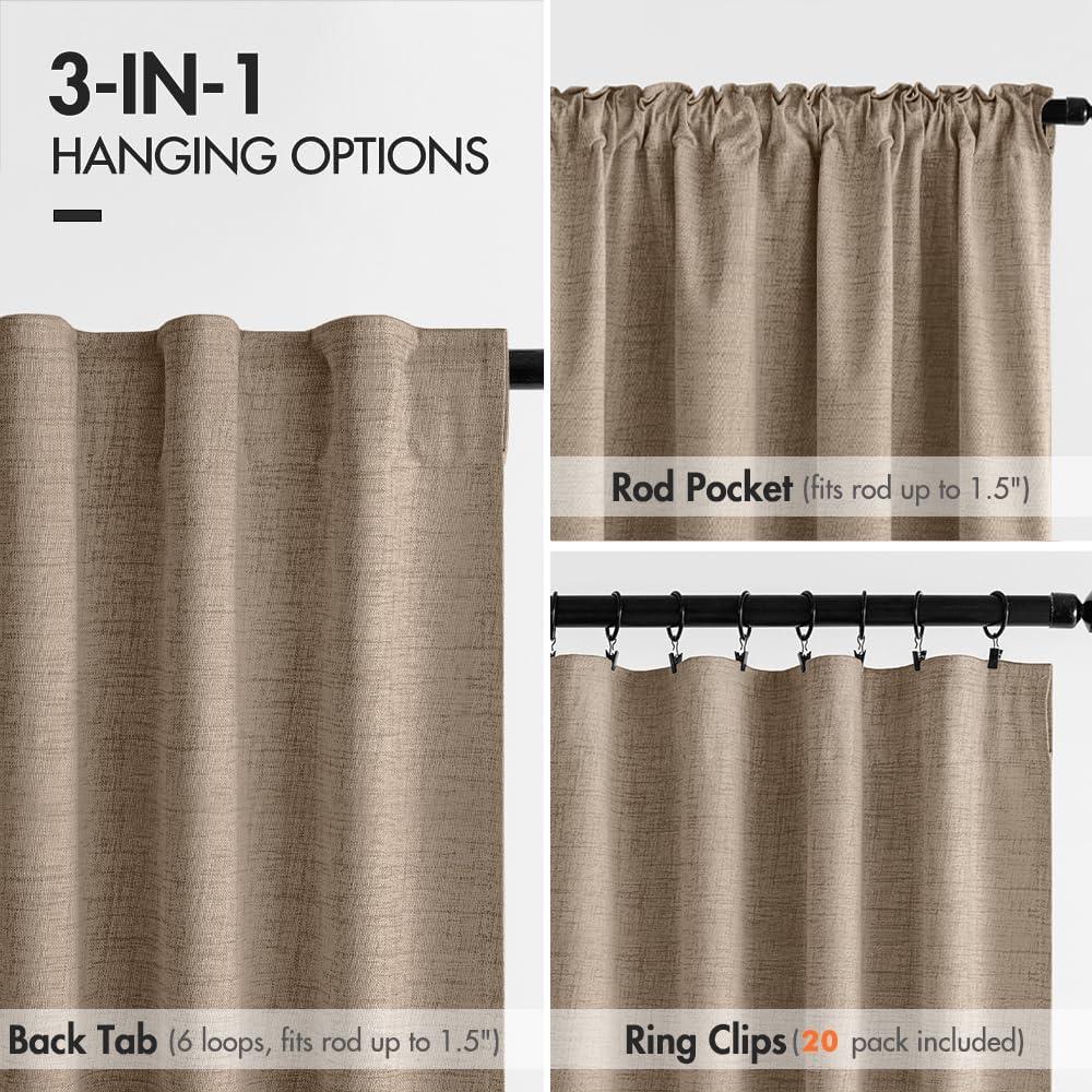 imageMIULEE 100 Blackout Curtains 90 inches Long Linen Curtains for Bedroom Black Out Window Treatments Thermal Insulated Room Darkening Drapes Back Tab Rod Pocket Emerald Green Christmas Decor 2 PanelsCopper Brown