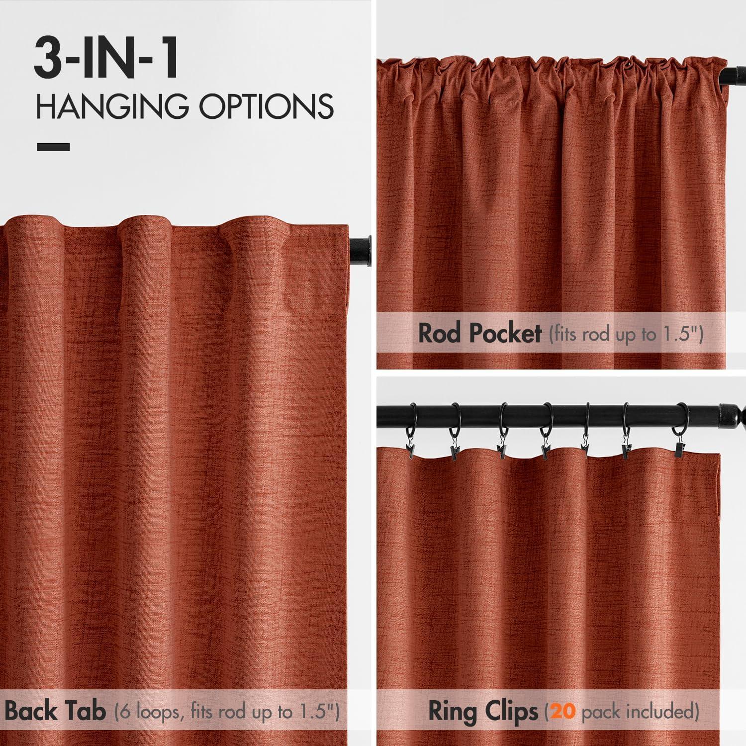 imageMIULEE 100 Blackout Curtains 90 inches Long Linen Curtains for Bedroom Black Out Window Treatments Thermal Insulated Room Darkening Drapes Back Tab Rod Pocket Emerald Green Christmas Decor 2 PanelsTerracotta