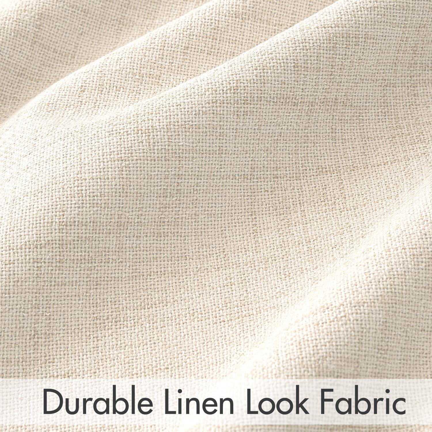imageMIULEE 100 Blackout Curtains 90 inches Long Linen Curtains for Bedroom Black Out Window Treatments Thermal Insulated Room Darkening Drapes Back Tab Rod Pocket Emerald Green Christmas Decor 2 PanelsNatural Beige