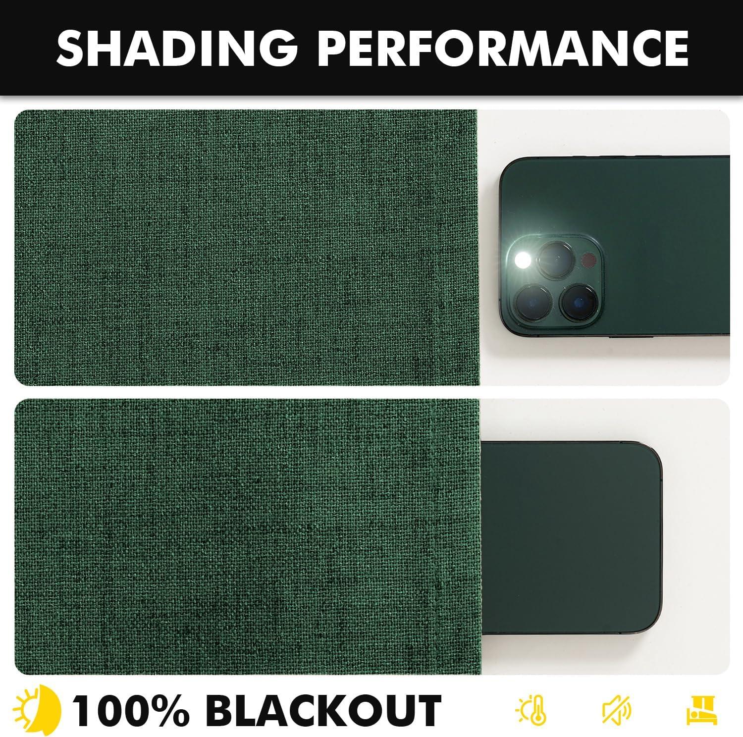 imageMIULEE 100 Blackout Linen Curtains for Bedroom Christmas Emerald Green Solid Luxury Decor Thermal Insulation Room Darkening Drapes for Living Room Nursery Back Tab Rod Pocket 42 x 84 Inches 2 PanelsEmerald Green