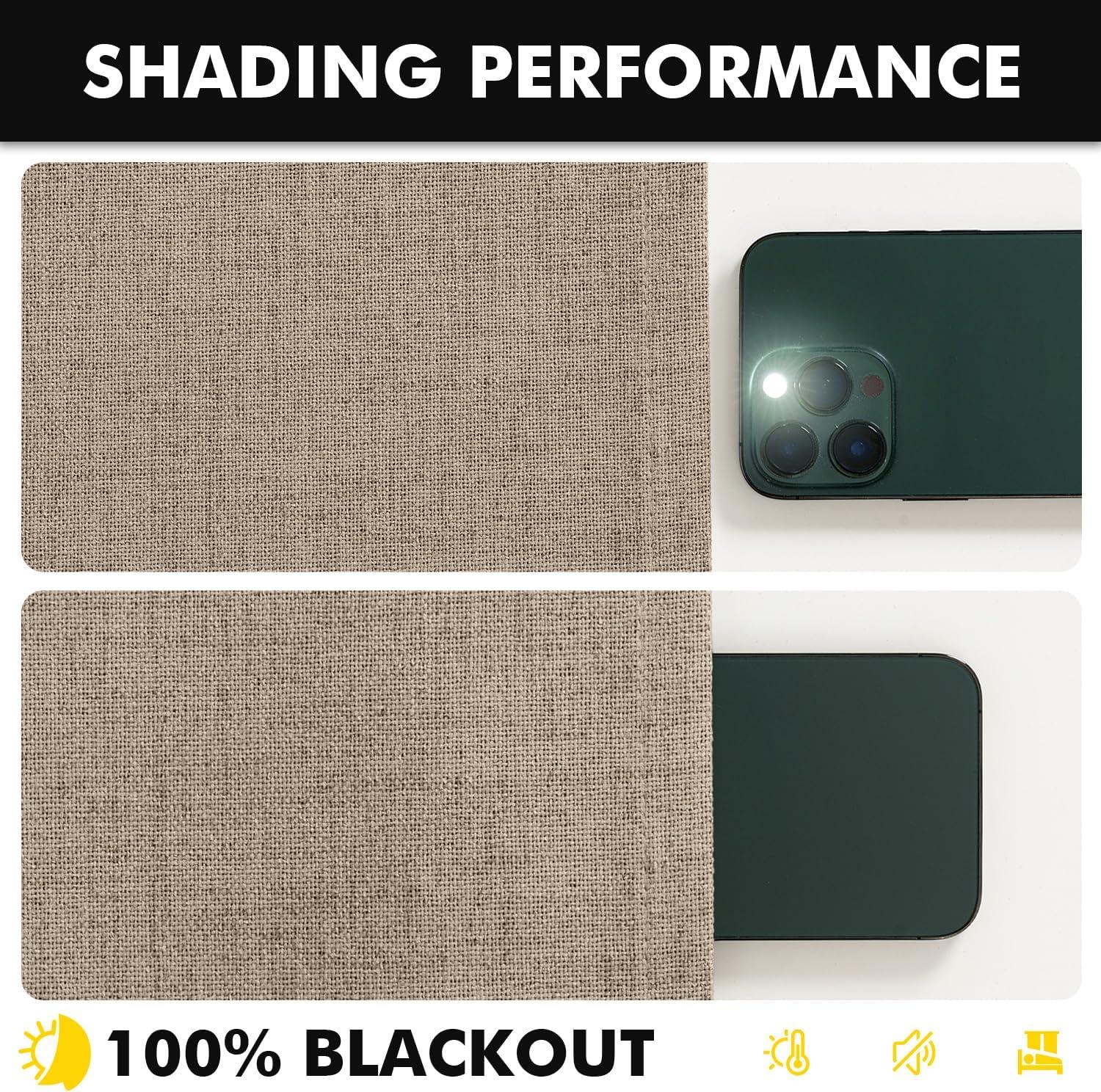 imageMIULEE 100 Blackout Linen Curtains for Bedroom Christmas Emerald Green Solid Luxury Decor Thermal Insulation Room Darkening Drapes for Living Room Nursery Back Tab Rod Pocket 42 x 84 Inches 2 PanelsCopper Brown