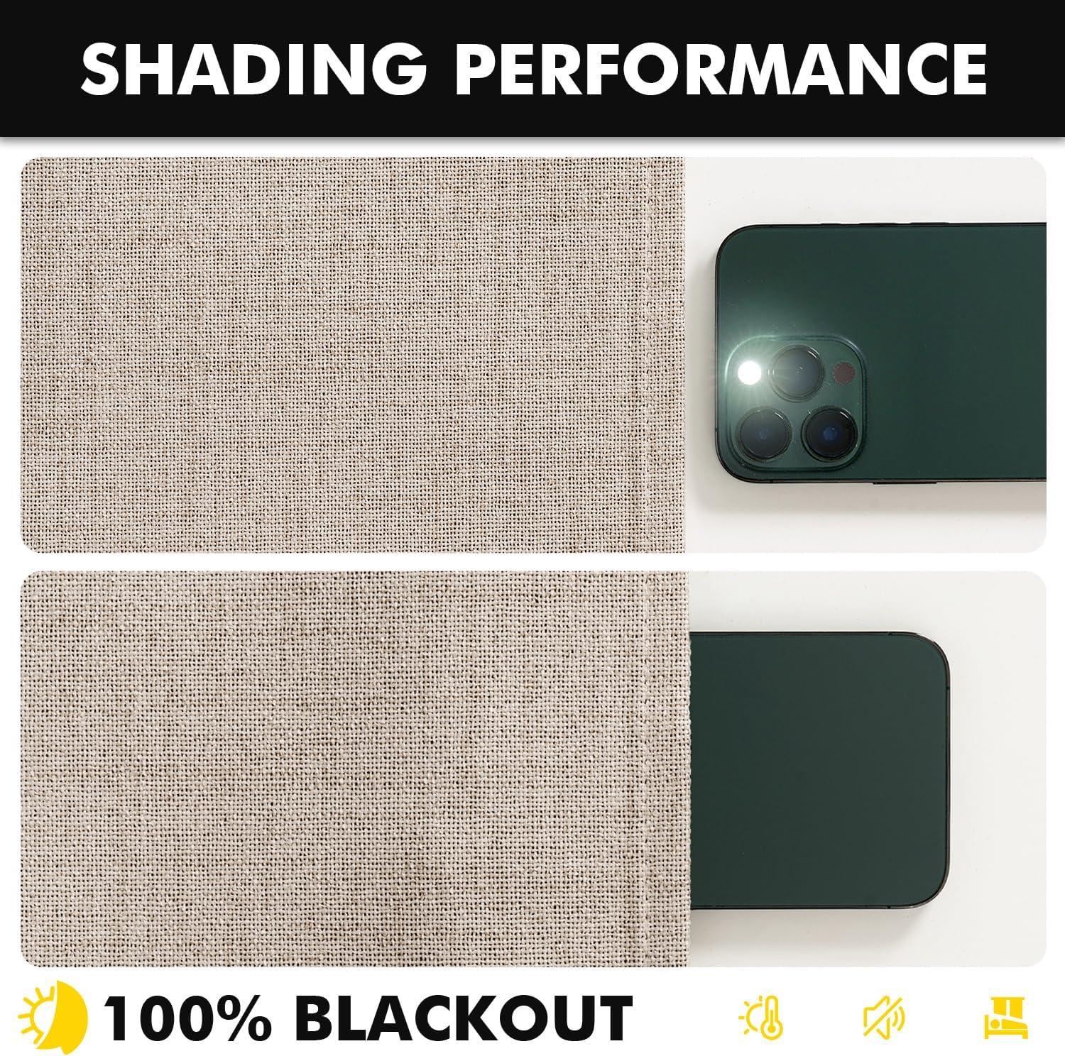 imageMIULEE 100 Blackout Linen Curtains for Bedroom Christmas Emerald Green Solid Luxury Decor Thermal Insulation Room Darkening Drapes for Living Room Nursery Back Tab Rod Pocket 42 x 84 Inches 2 PanelsKhaki