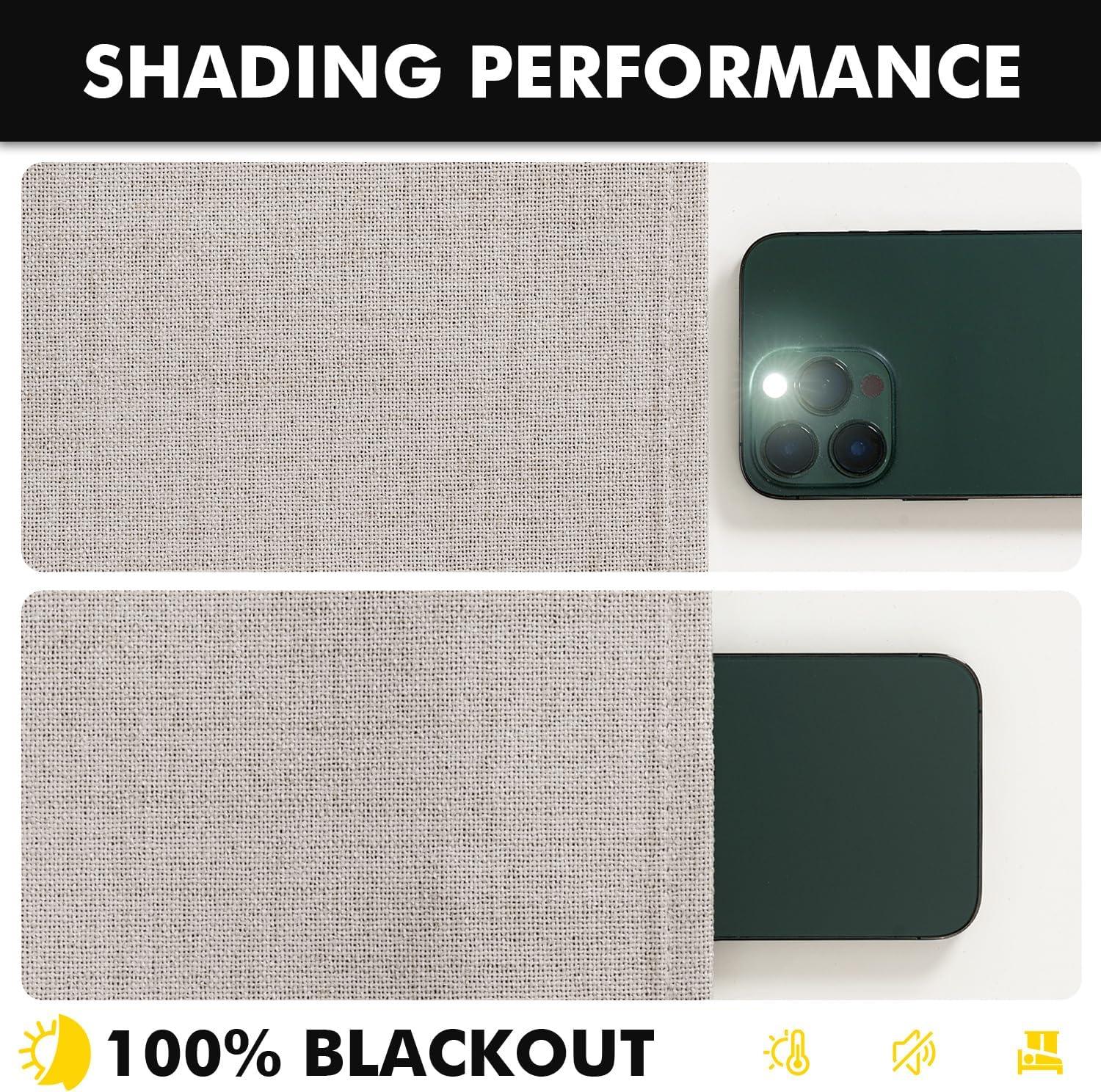imageMIULEE 100 Blackout Linen Curtains for Bedroom Christmas Emerald Green Solid Luxury Decor Thermal Insulation Room Darkening Drapes for Living Room Nursery Back Tab Rod Pocket 42 x 84 Inches 2 PanelsIvory