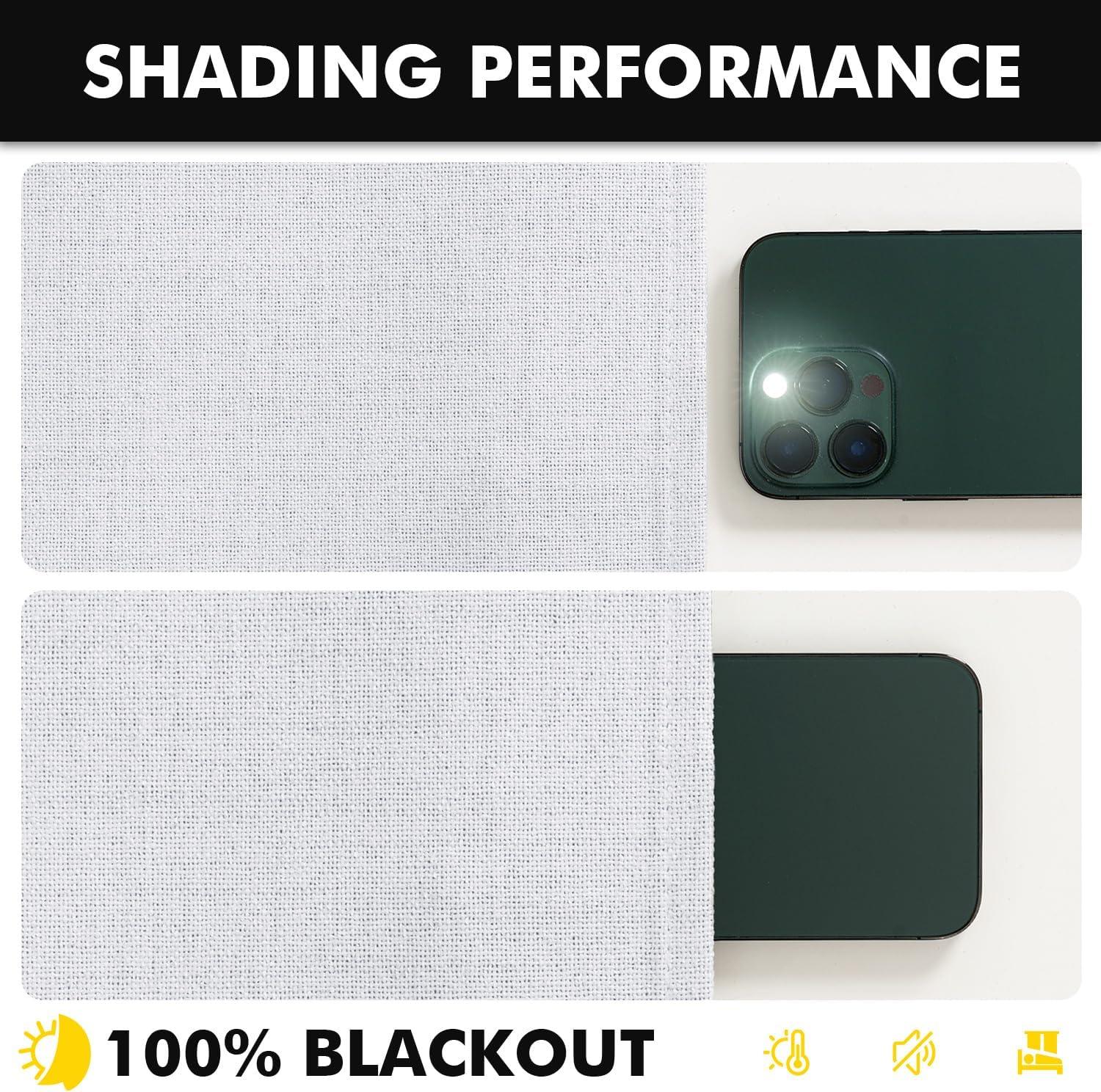 imageMIULEE 100 Blackout Linen Curtains for Bedroom Christmas Emerald Green Solid Luxury Decor Thermal Insulation Room Darkening Drapes for Living Room Nursery Back Tab Rod Pocket 42 x 84 Inches 2 PanelsGrayish White