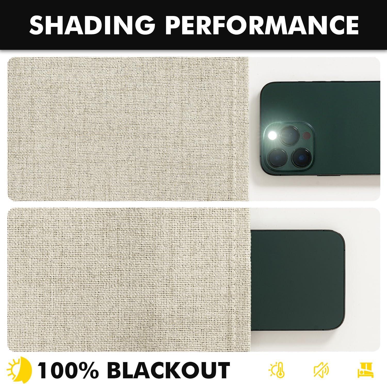 imageMIULEE 100 Blackout Linen Curtains for Bedroom Christmas Emerald Green Solid Luxury Decor Thermal Insulation Room Darkening Drapes for Living Room Nursery Back Tab Rod Pocket 42 x 84 Inches 2 PanelsCream