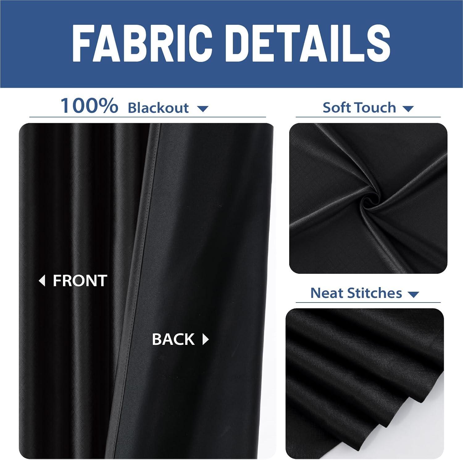 imageMIULEE 100 Blackout Room Divider Curtains Extra Wide Ceiling Halloween Panel Sound Proof Thermal Privacy Drapes for Living Room Bedroom Sliding Door Ceiling Track W100 x L96 Inch Black 1 PanelBlack