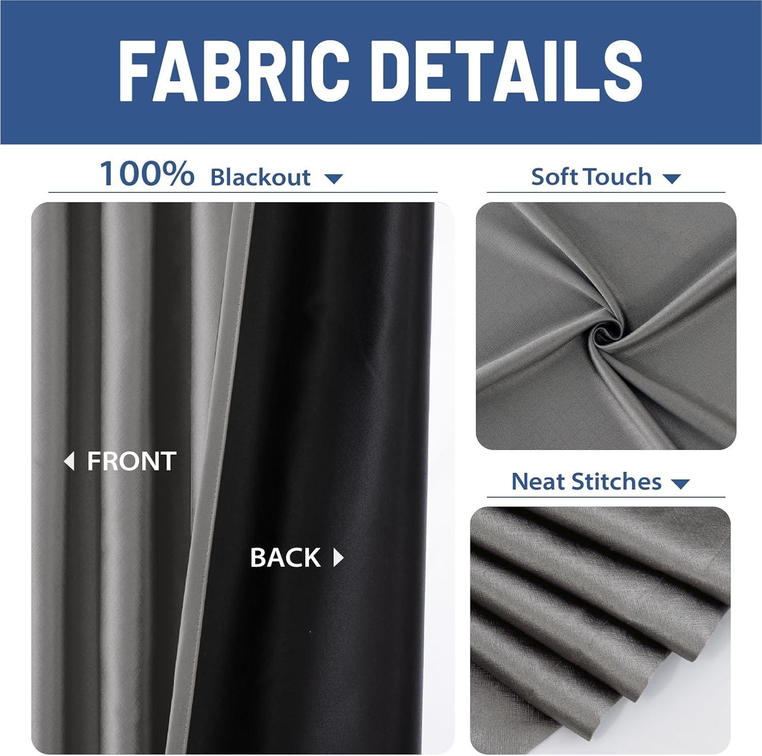 imageMIULEE 100 Blackout Room Divider Curtains Extra Wide Ceiling Halloween Panel Sound Proof Thermal Privacy Drapes for Living Room Bedroom Sliding Door Ceiling Track W100 x L96 Inch Black 1 PanelGrey