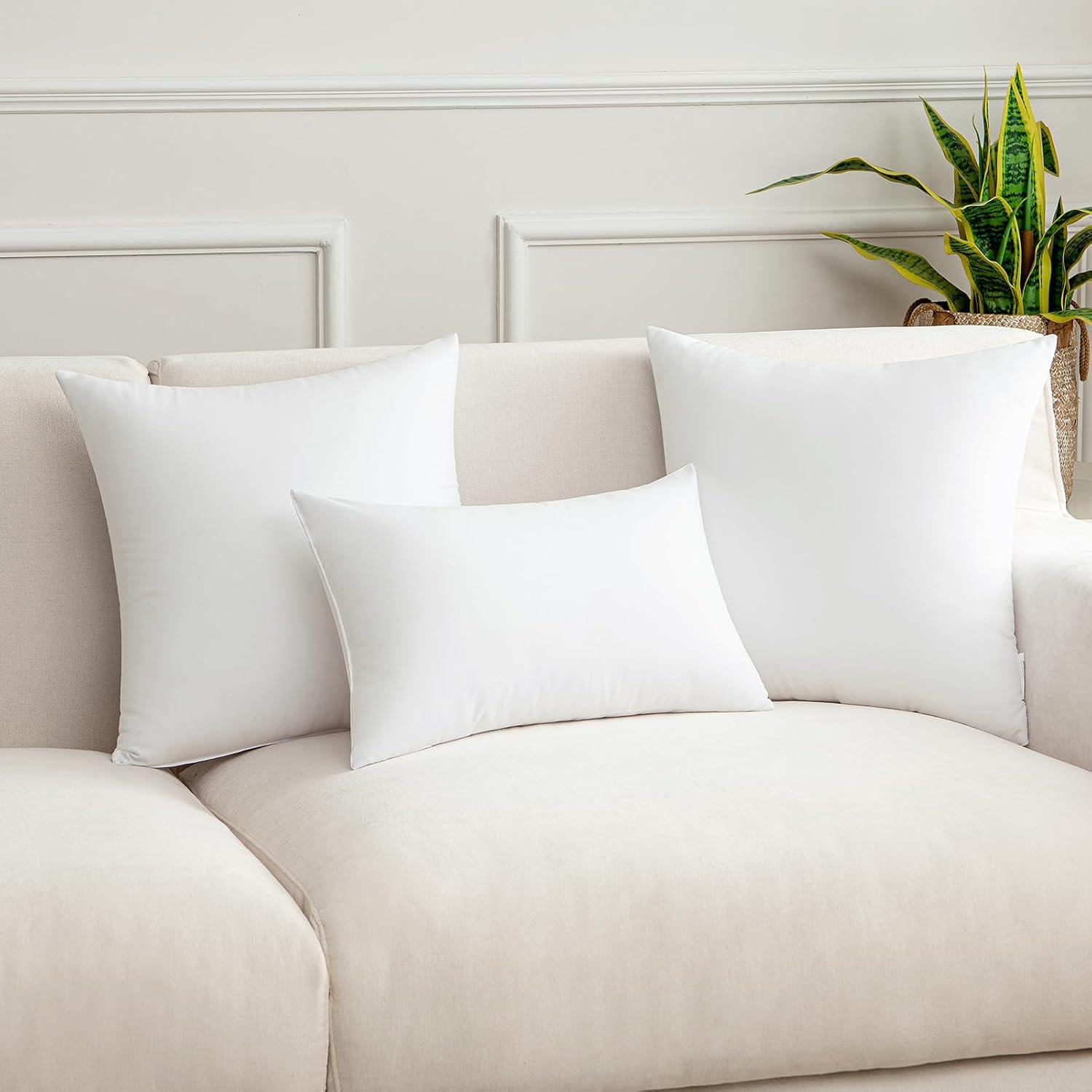 imageMIULEE 12x20 Pillow Inserts Throw Pillow Inserts Set of 2 12 x 20 Inches Pillow Inserts Square White Decorative Throw Pillows for Couch Sofa Bed