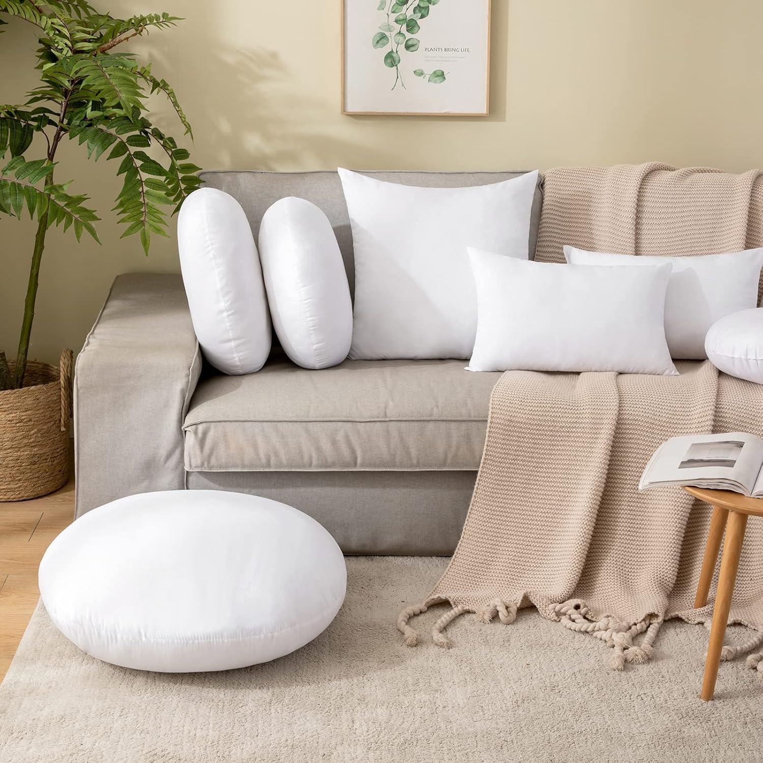 imageMIULEE 14 Inch Round Throw Pillows Pillow Insert Floor Pillow Form Stuffer Sham for Decorative Cushion Bed Couch Sofa Wedding1