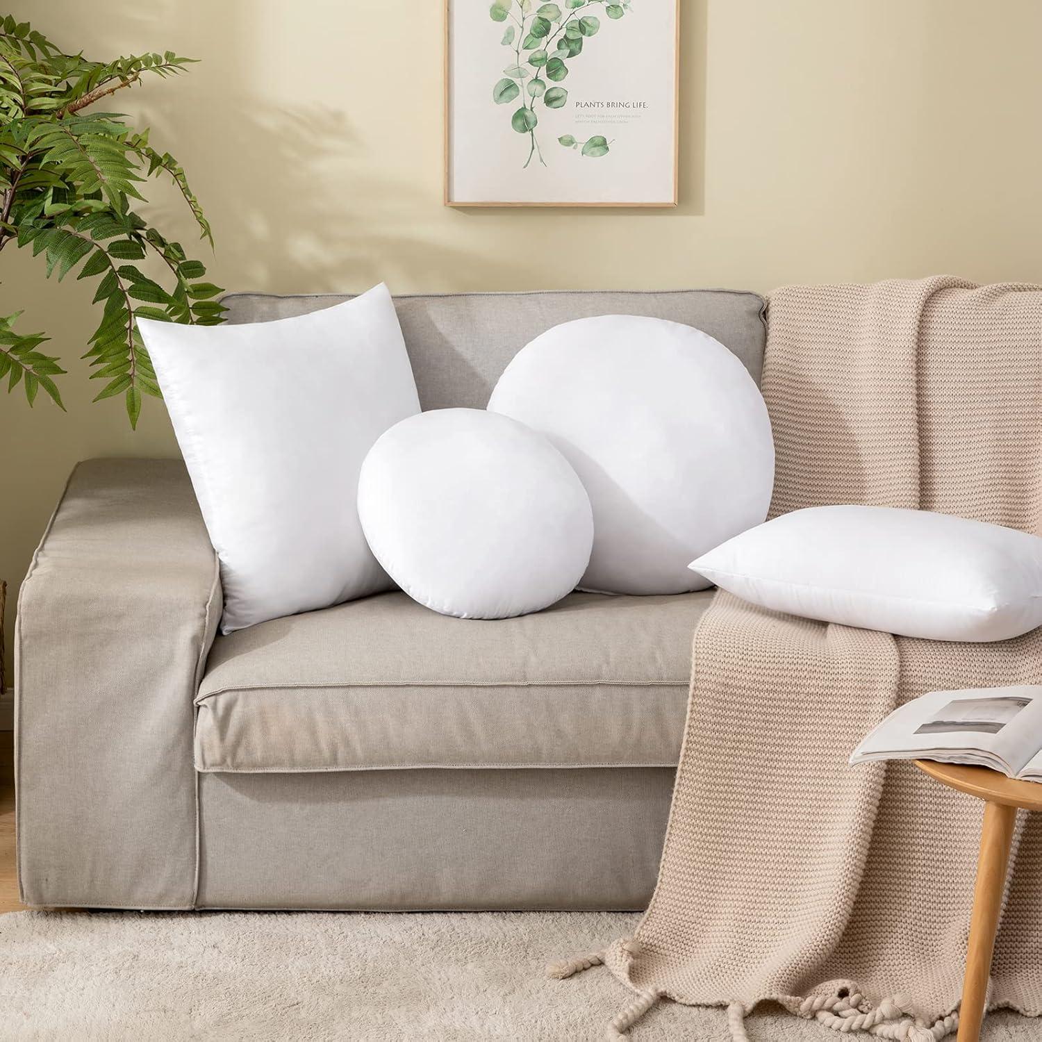 imageMIULEE 14 Inch Round Throw Pillows Pillow Insert Floor Pillow Form Stuffer Sham for Decorative Cushion Bed Couch Sofa Wedding1
