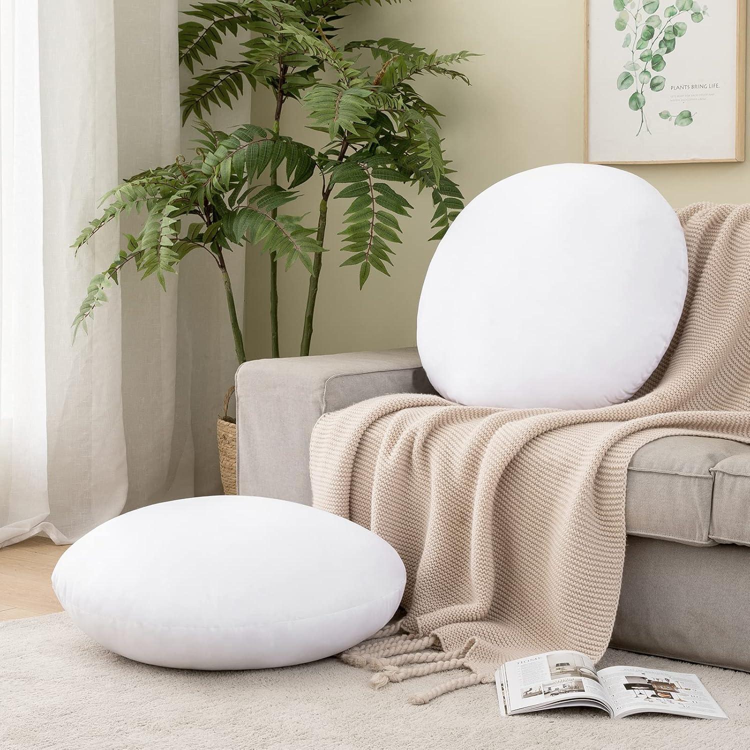 imageMIULEE 14 Inch Round Throw Pillows Pillow Insert Floor Pillow Form Stuffer Sham for Decorative Cushion Bed Couch Sofa Wedding1