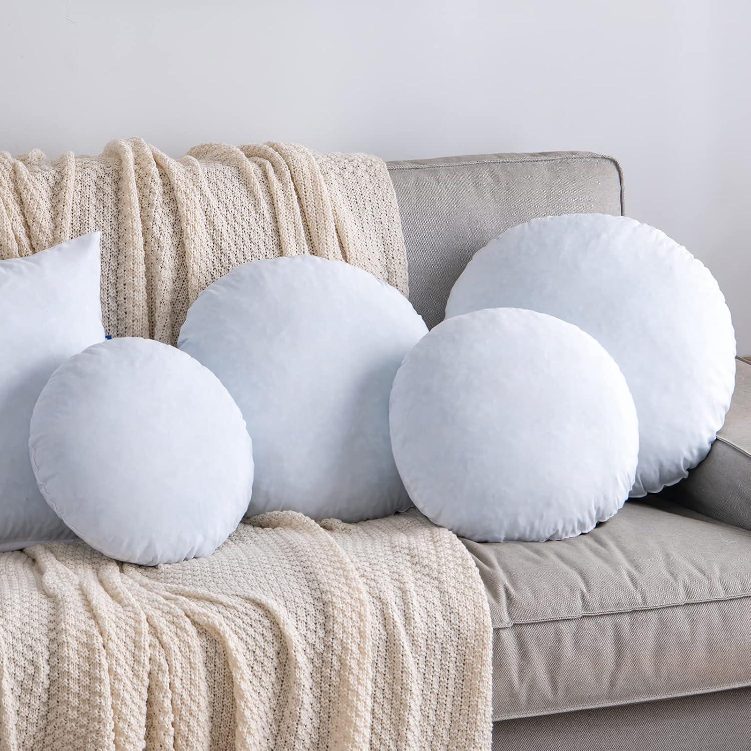 imageMIULEE 16 Inch Round Pillow Insert Floor Pillow Memory Foam Circular Cushion Decorative Throw Pillow Stuffer Lumbar Sham Forms for Couch Bed Sofa Meditation1