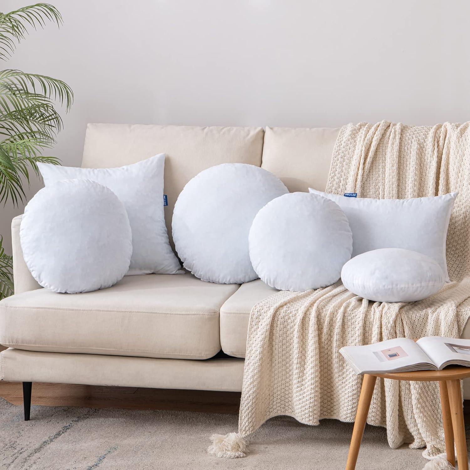 imageMIULEE 16 Inch Round Pillow Insert Floor Pillow Memory Foam Circular Cushion Decorative Throw Pillow Stuffer Lumbar Sham Forms for Couch Bed Sofa Meditation1