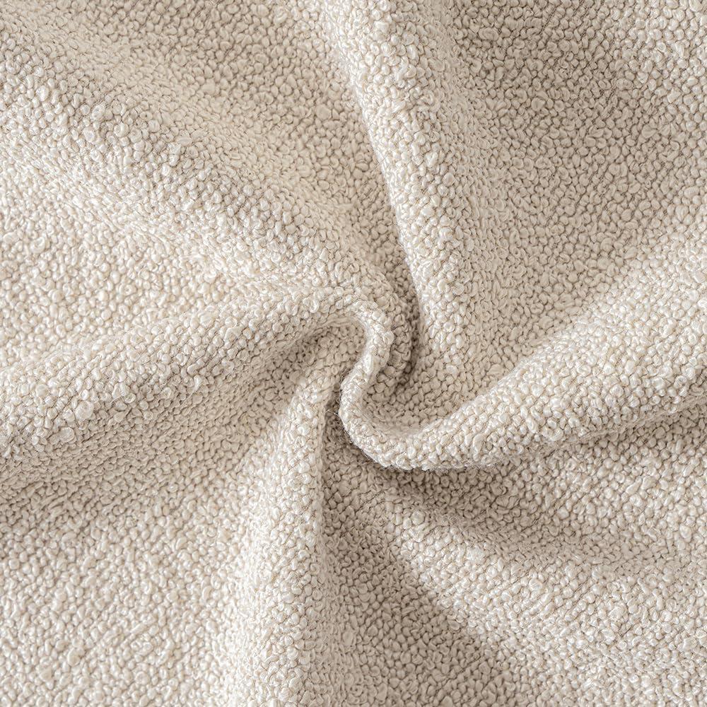 imageMIULEE 18x18 Inch Decorative Pillow Covers for Couch Bed Set of 2 Textured Boucle Neutral Winter Throw Pillows Orange Accent Solid Cushion Pillowcases Sofa Livingroom Home DecorNatural Beige
