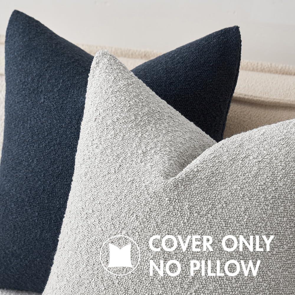 imageMIULEE 18x18 Inch Decorative Pillow Covers for Couch Bed Set of 2 Textured Boucle Neutral Winter Throw Pillows Orange Accent Solid Cushion Pillowcases Sofa Livingroom Home DecorLight Grey