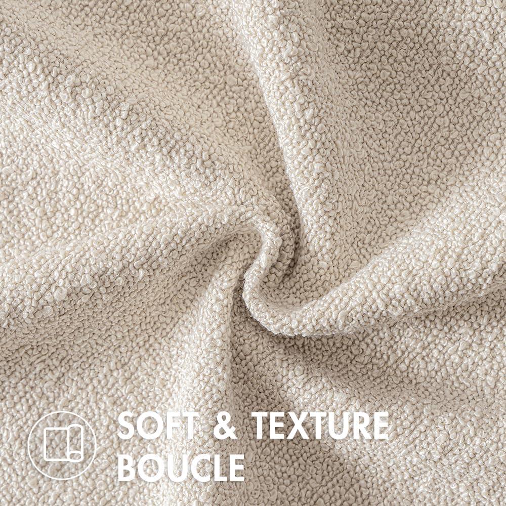 imageMIULEE 18x18 Inch Decorative Pillow Covers for Couch Bed Set of 2 Textured Boucle Neutral Winter Throw Pillows Orange Accent Solid Cushion Pillowcases Sofa Livingroom Home DecorNatural Beige