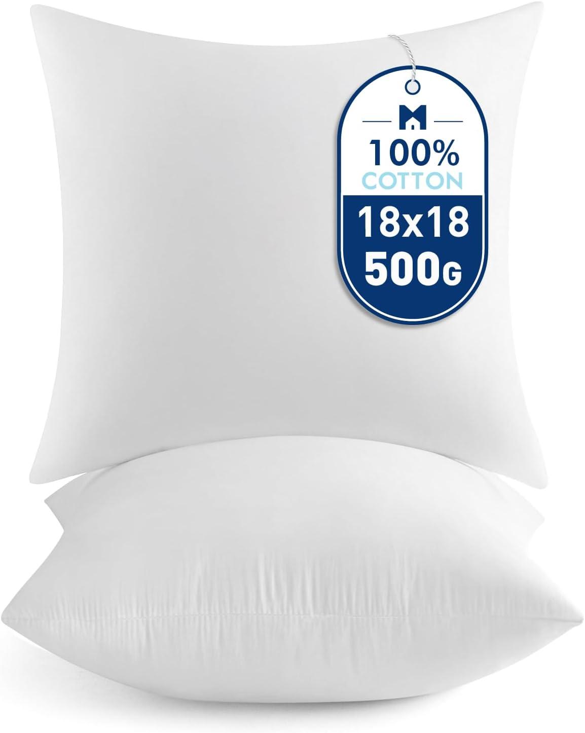 imageMIULEE 18x18 Pillow InsertsSet of 2 100 Virgin Microfiber with Cotton Cover Throw Pillows for Couch Sofa and Bed2
