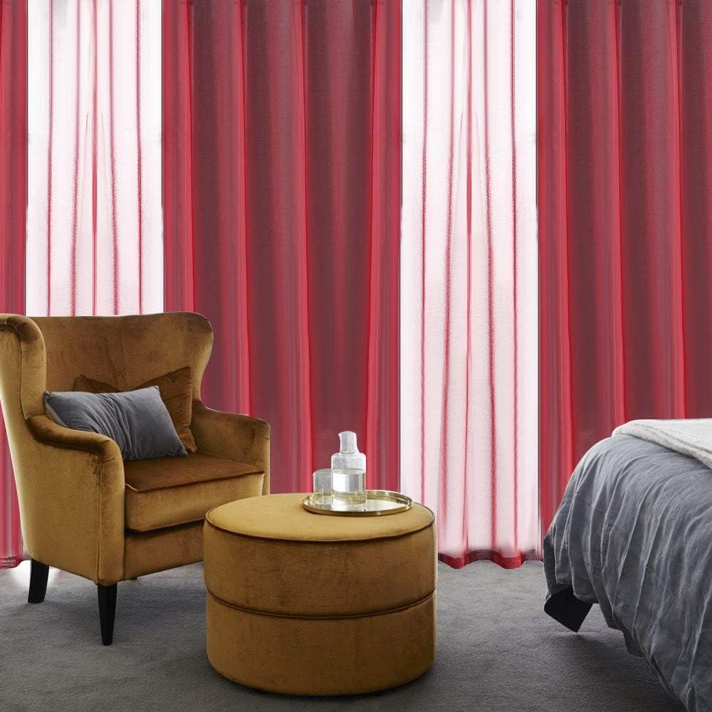 imageMIULEE 2 Panels Burgundy Red Semi Sheer Window Curtains Elegant Christmas Decor Grommet Top Voile Drapes Window Treatment Linen Textured Panels for Bedroom Living Room 54X84 inch LengthBurgundy Red