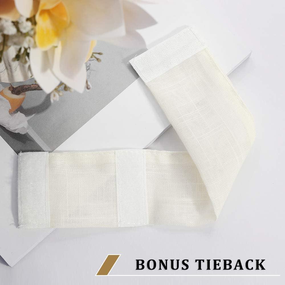 imageMIULEE 2 Pieces White Semi Sheer Curtains for Front French Door Linen Textured Window Panels for Light Filtering W 25 x L 40 InchesIvory