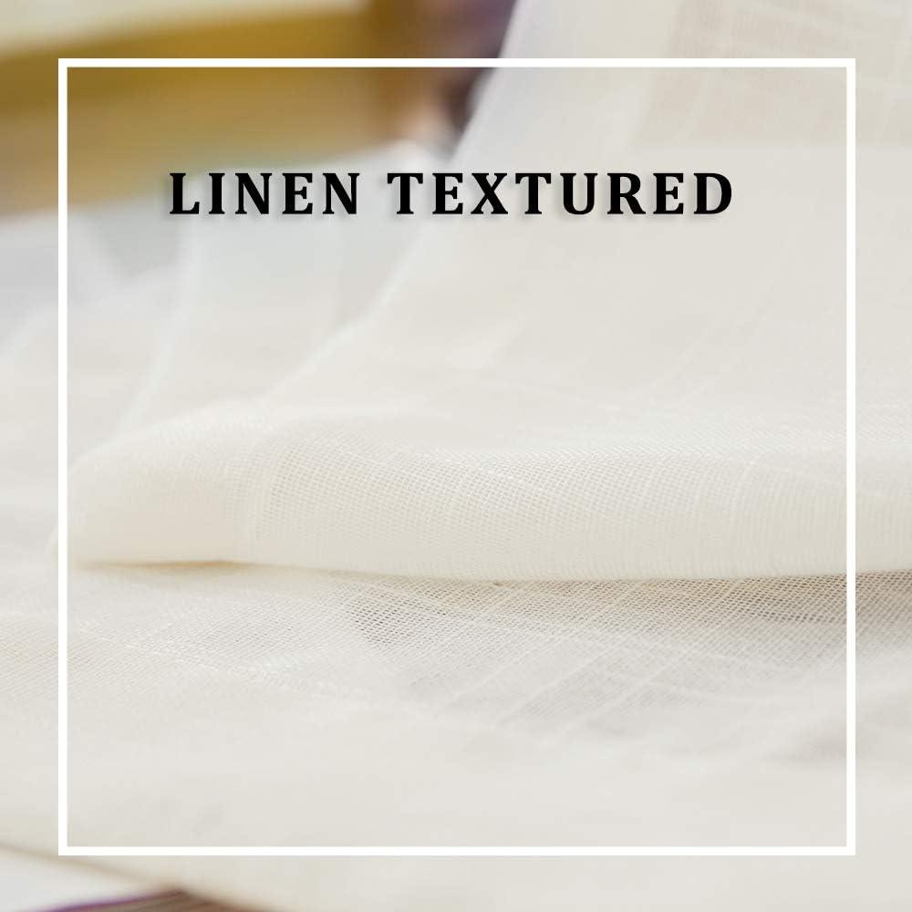 imageMIULEE 2 Pieces White Semi Sheer Curtains for Front French Door Linen Textured Window Panels for Light Filtering W 25 x L 40 InchesIvory