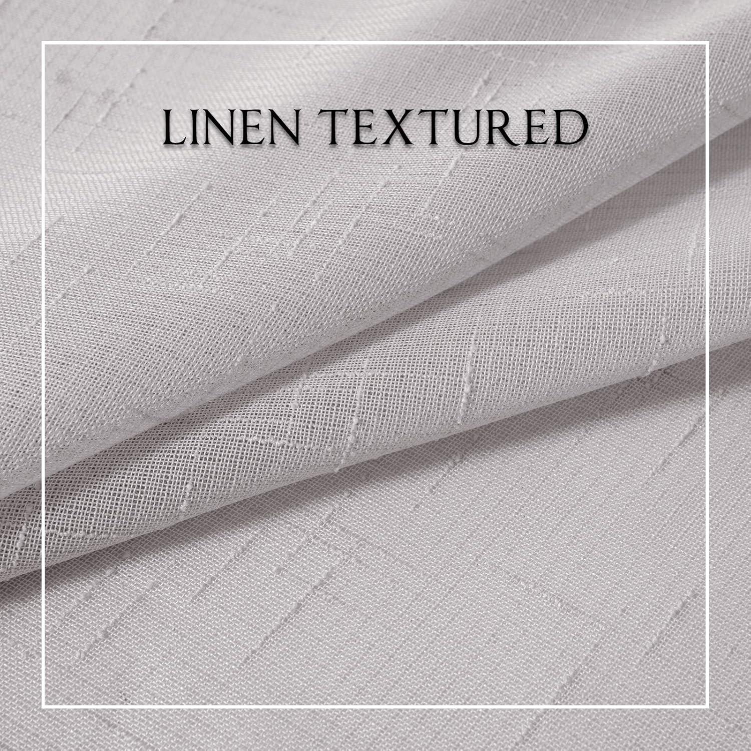 imageMIULEE 2 Pieces White Semi Sheer Curtains for Front French Door Linen Textured Window Panels for Light Filtering W 25 x L 40 InchesLight Grey