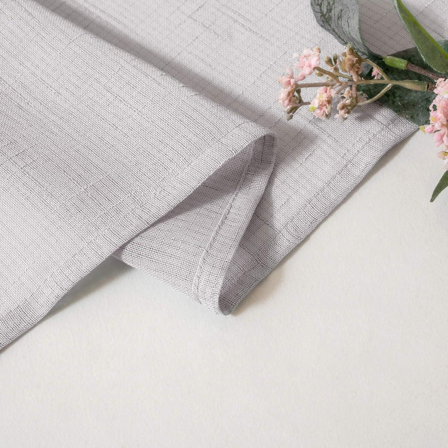 imageMIULEE 2 Pieces White Semi Sheer Curtains for Front French Door Linen Textured Window Panels for Light Filtering W 25 x L 40 InchesLight Grey