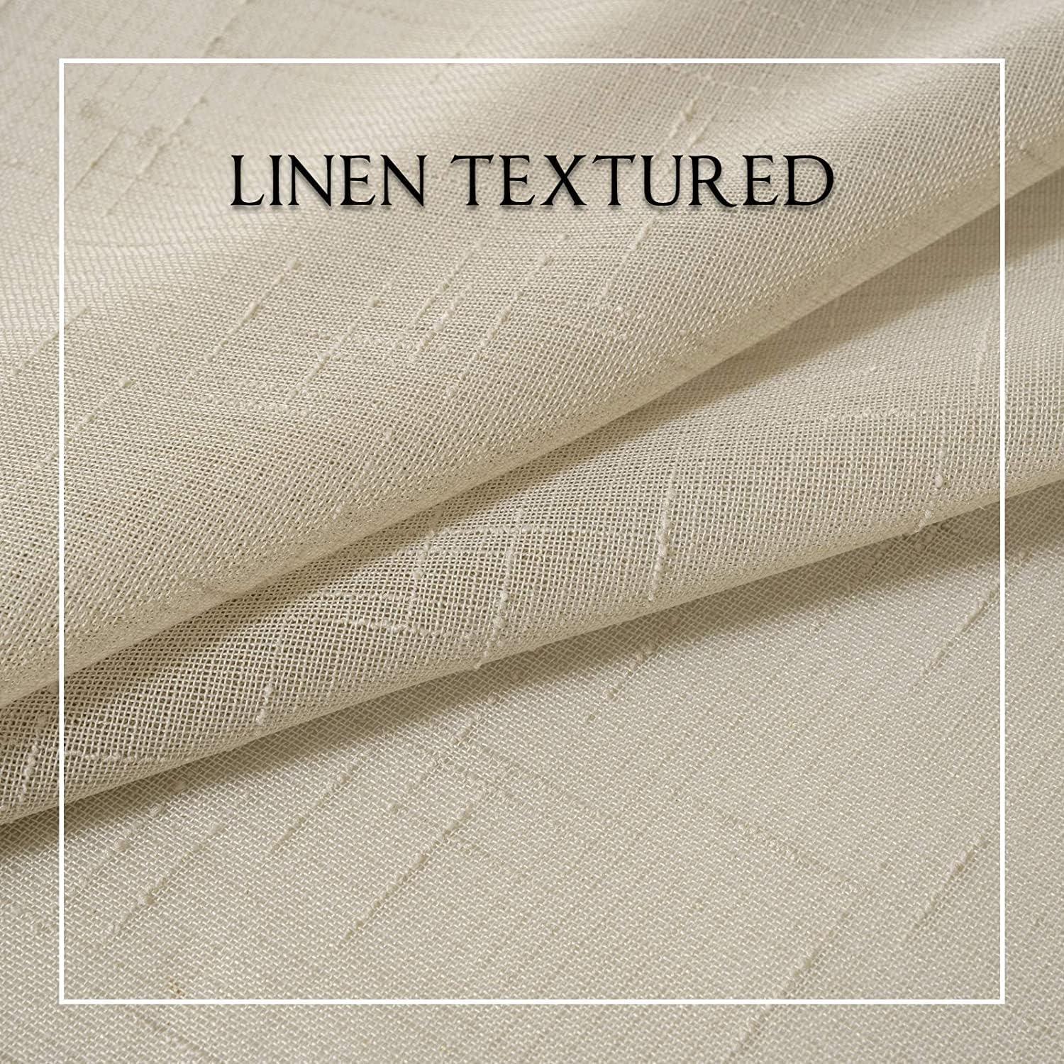 imageMIULEE 2 Pieces White Semi Sheer Curtains for Front French Door Linen Textured Window Panels for Light Filtering W 25 x L 40 InchesNatural