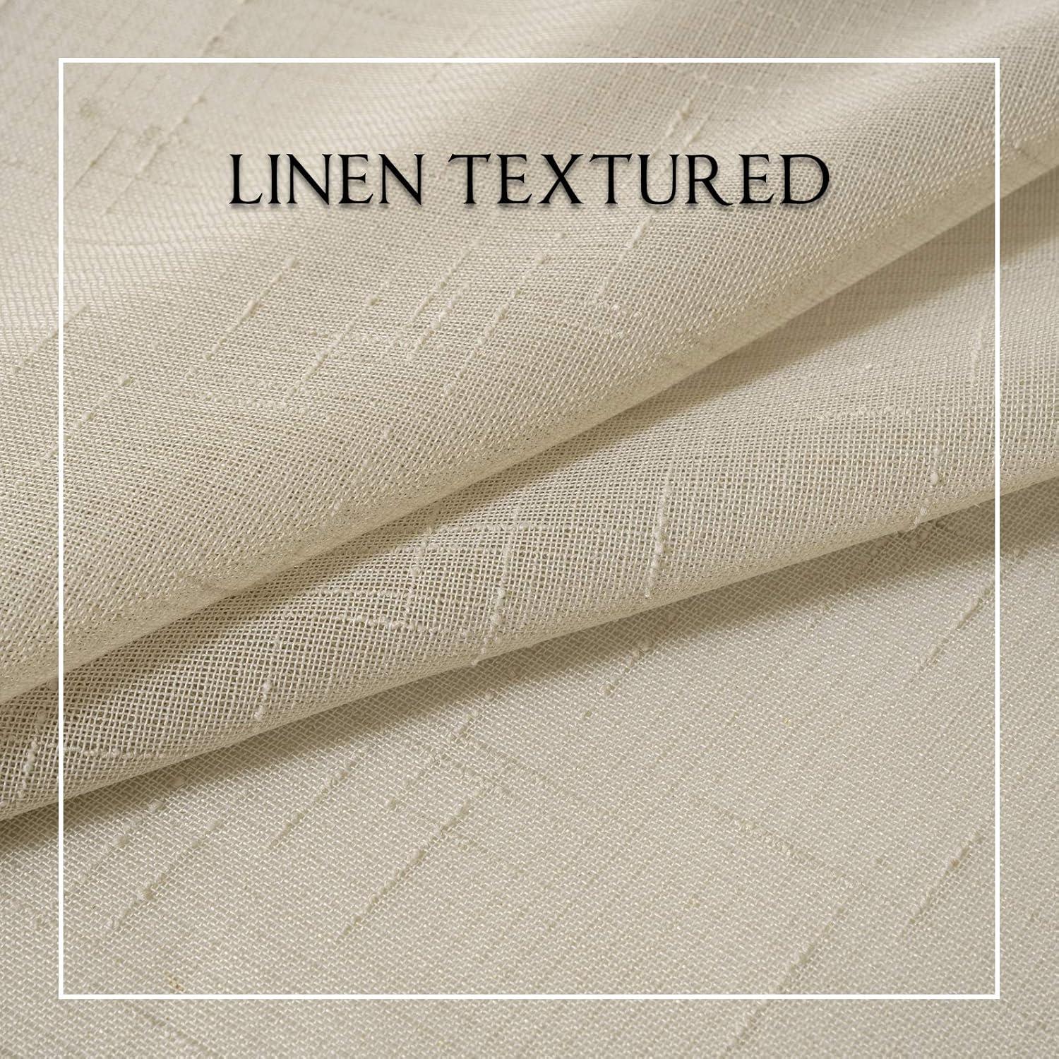 imageMIULEE 2 Pieces White Semi Sheer Curtains for Front French Door Linen Textured Window Panels for Light Filtering W 25 x L 40 InchesNatural