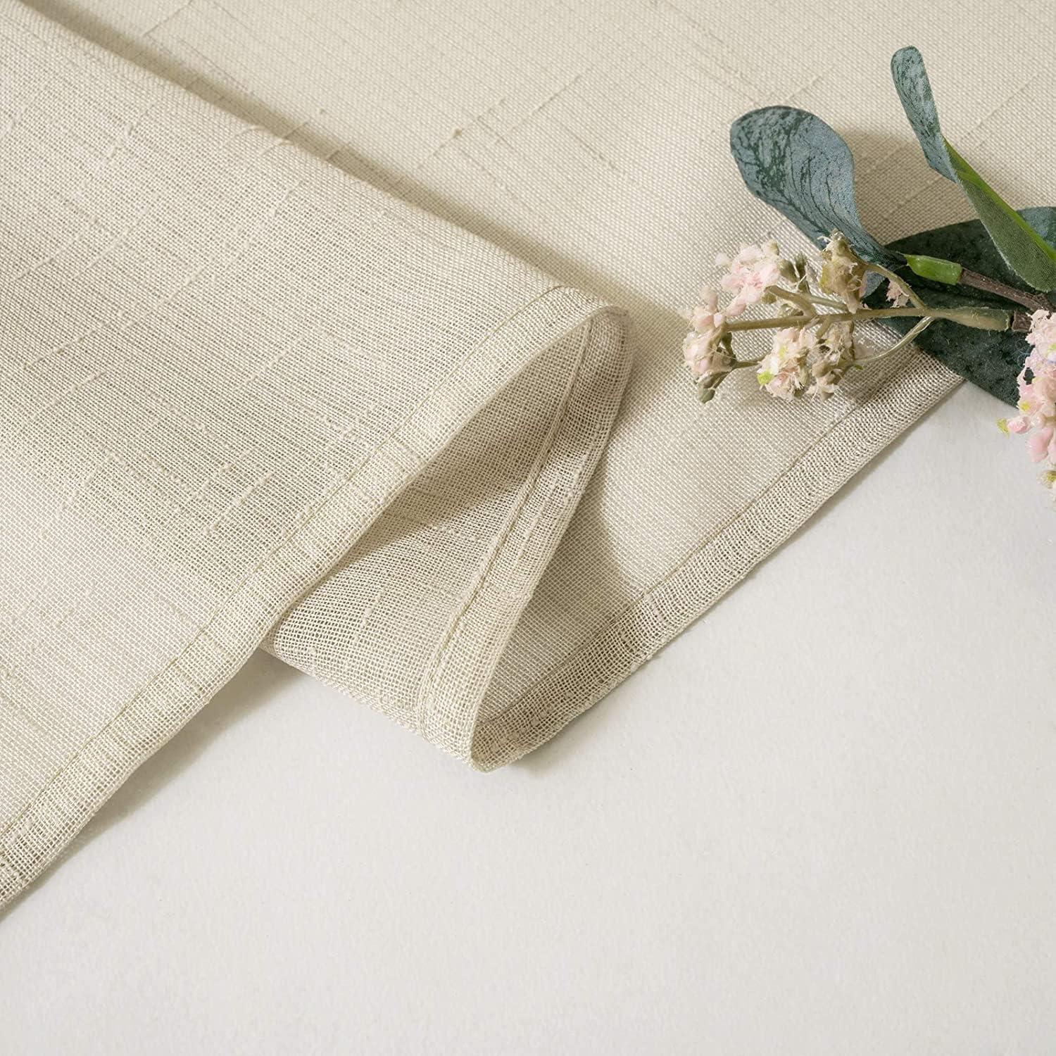 imageMIULEE 2 Pieces White Semi Sheer Curtains for Front French Door Linen Textured Window Panels for Light Filtering W 25 x L 40 InchesNatural