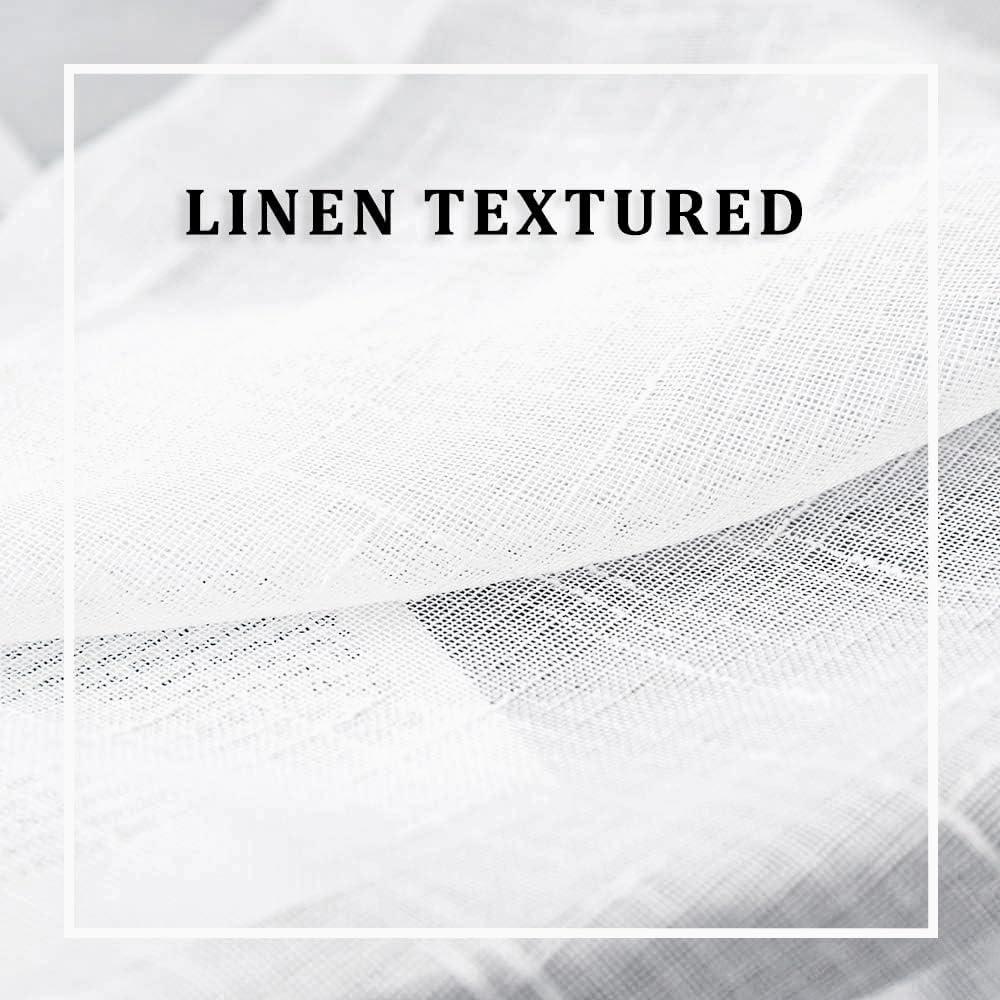 imageMIULEE 2 Pieces White Semi Sheer Curtains for Front French Door Linen Textured Window Panels for Light Filtering W 25 x L 40 InchesWhite