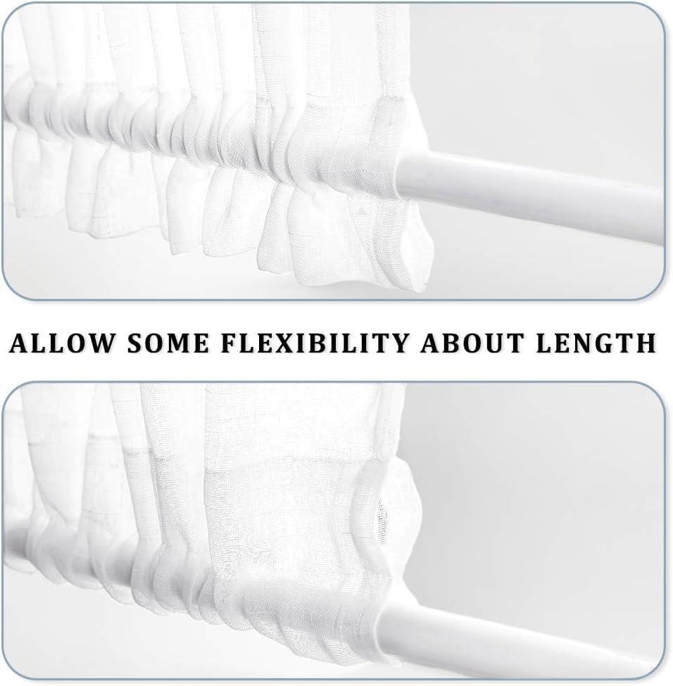 imageMIULEE 2 Pieces White Semi Sheer Curtains for Front French Door Linen Textured Window Panels for Light Filtering W 25 x L 40 InchesWhite