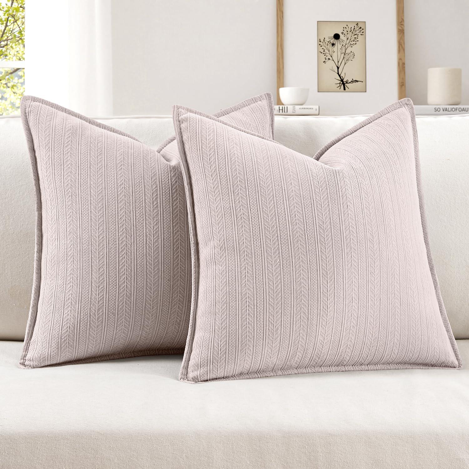 imageMIULEE 20x20 Inch Beige Decorative Couch Pillow Covers Set of 2 Chenille Throw Pillow Covers Farmhouse Cushion Cases with Elegant Design for Home Decor Sofa Bedroom Living RoomAesthetic Pink
