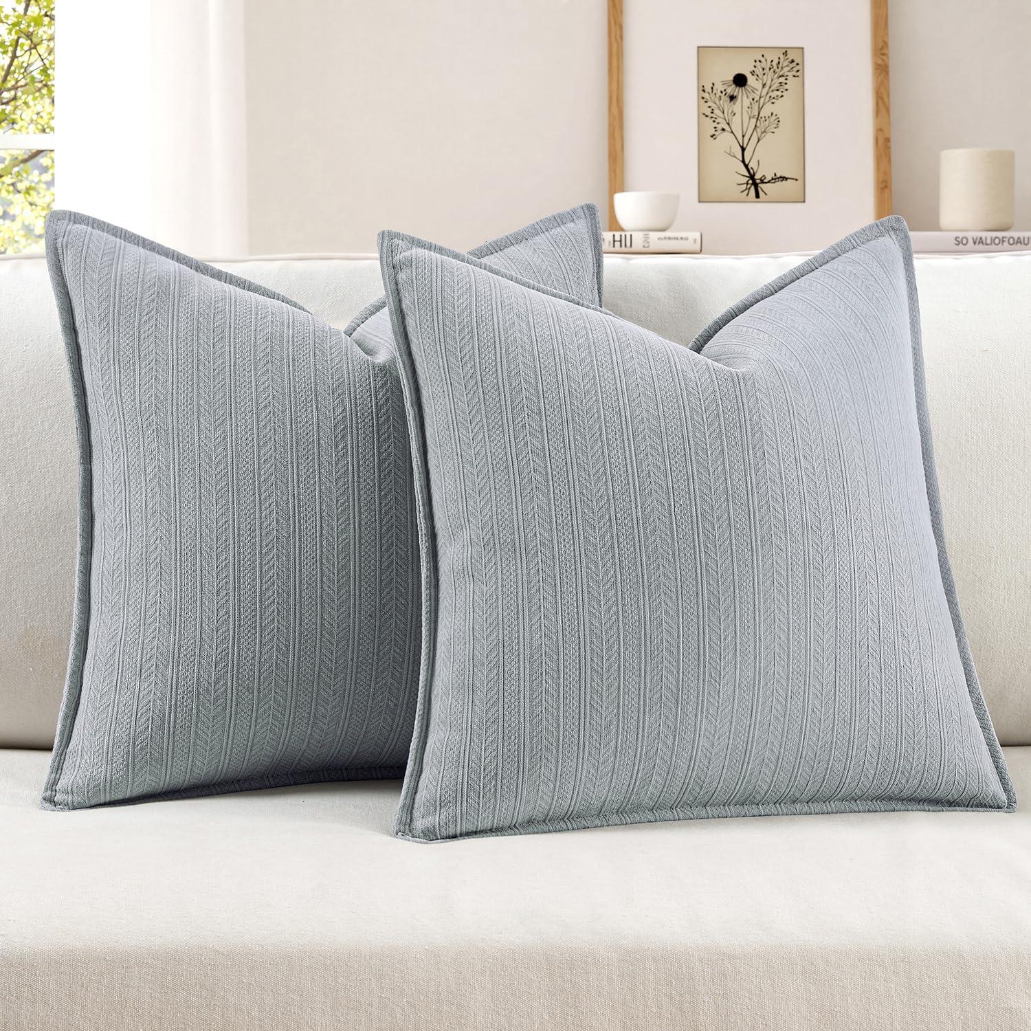 imageMIULEE 20x20 Inch Beige Decorative Couch Pillow Covers Set of 2 Chenille Throw Pillow Covers Farmhouse Cushion Cases with Elegant Design for Home Decor Sofa Bedroom Living RoomAqua Blue