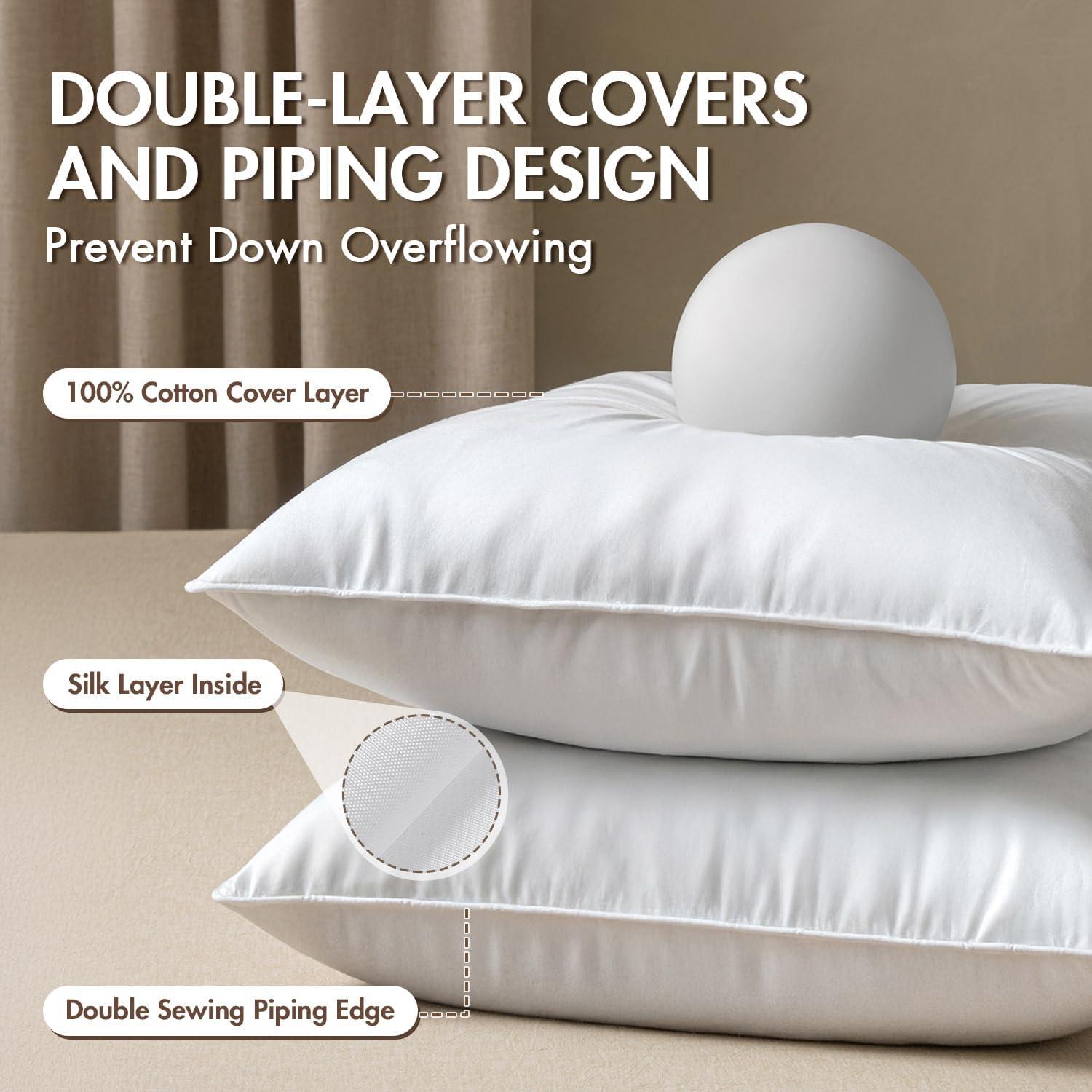 imageMIULEE 20x20 Pillow Inserts Pack of 2 Down Feather Premium Throw Pillows with Cotton Fabric for Bed Couch Living Room Sofa2