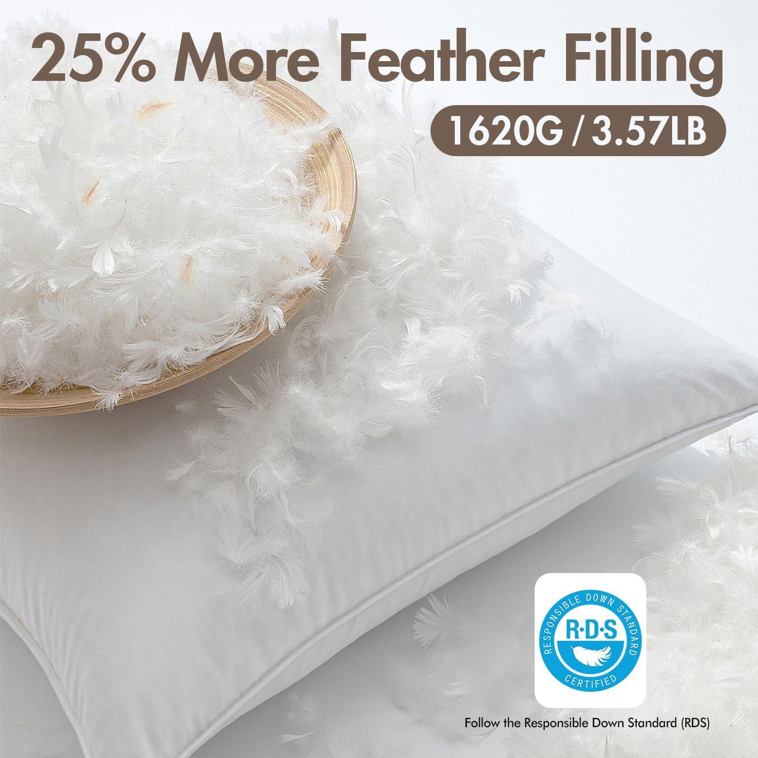 imageMIULEE 20x20 Pillow Inserts Pack of 2 Down Feather Premium Throw Pillows with Cotton Fabric for Bed Couch Living Room Sofa2