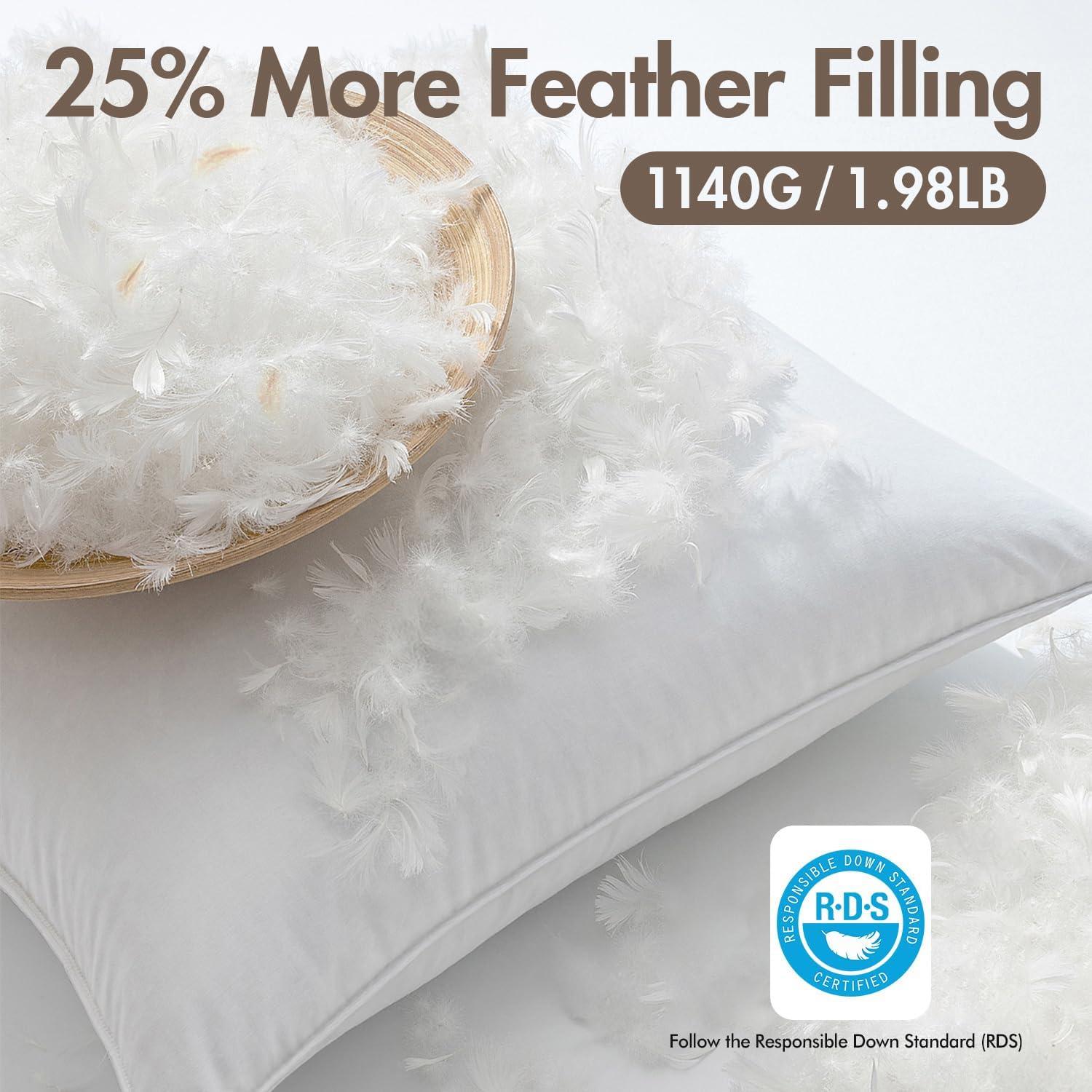 imageMIULEE 20x20 Pillow Inserts Pack of 2 Down Feather Premium Throw Pillows with Cotton Fabric for Bed Couch Living Room Sofa2