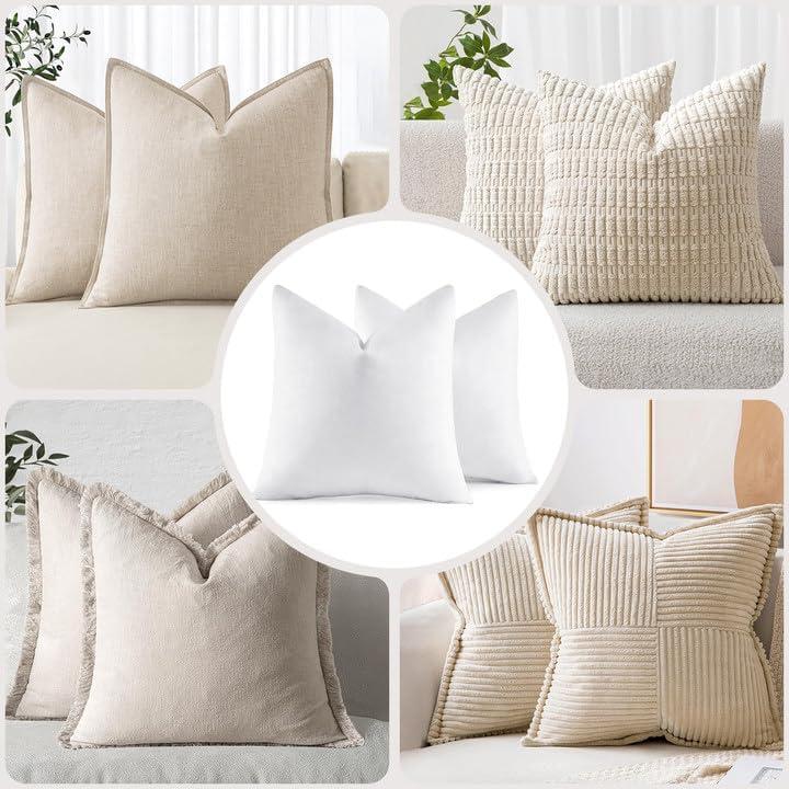 imageMIULEE 26x26 Euro Pillow InsertsSet of 2 Down Feather Throw Pillows for Couch Sofa Bed Decorative Fluffy Throw Pillow Inserts Cotton FabricWhite2