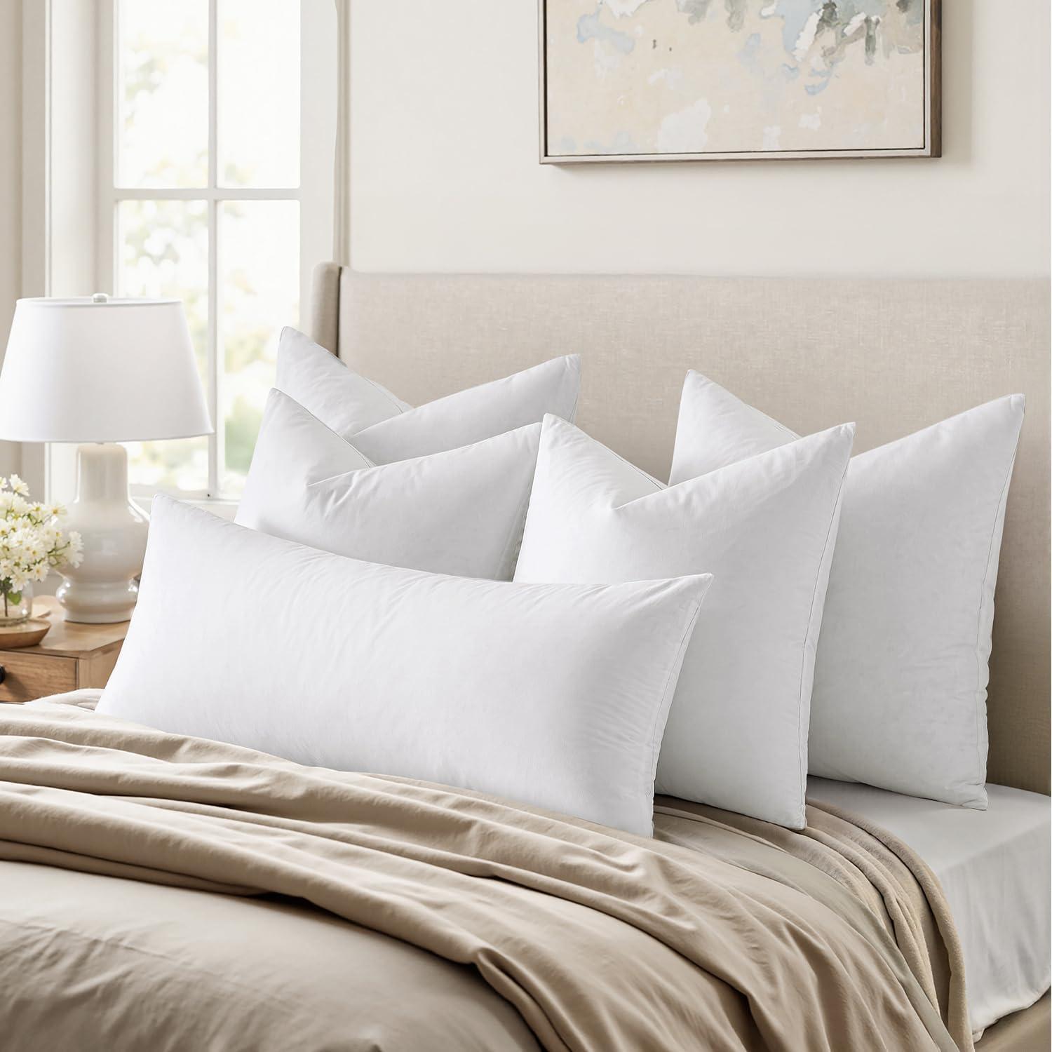 imageMIULEE 26x26 Euro Pillow InsertsSet of 2 Down Feather Throw Pillows for Couch Sofa Bed Decorative Fluffy Throw Pillow Inserts Cotton FabricWhite2