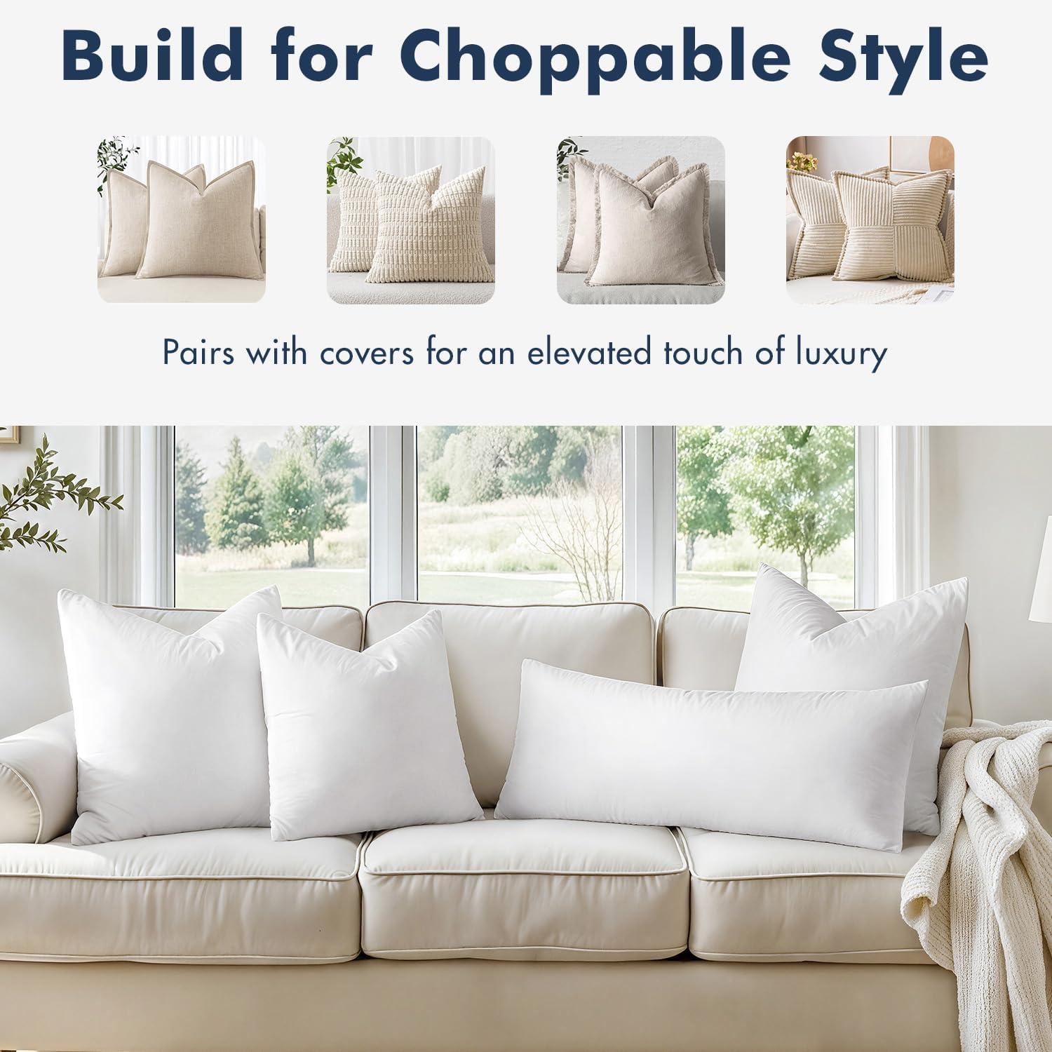 imageMIULEE 26x26 Euro Pillow InsertsSet of 2 Down Feather Throw Pillows for Couch Sofa Bed Decorative Fluffy Throw Pillow Inserts Cotton FabricWhite2