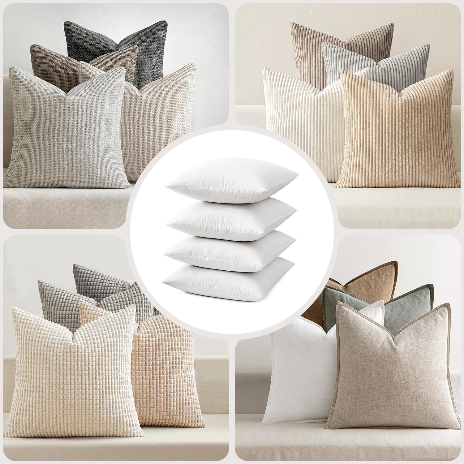 imageMIULEE 26x26 Euro Pillow InsertsSet of 2 Down Feather Throw Pillows for Couch Sofa Bed Decorative Fluffy Throw Pillow Inserts Cotton FabricWhite4