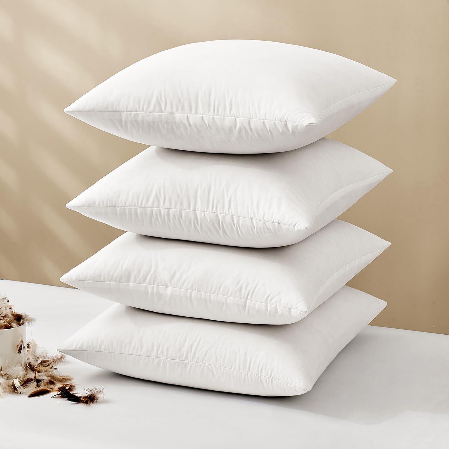 imageMIULEE 26x26 Euro Pillow InsertsSet of 2 Down Feather Throw Pillows for Couch Sofa Bed Decorative Fluffy Throw Pillow Inserts Cotton FabricWhite4