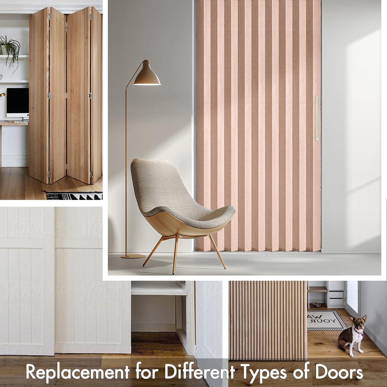 imageMIULEE Accordion Style Magnetic Folding Door Curtains for DoorwaysCloset Room Divider Pleated Drapes with Hooks for Interior Living RoomBedroomOpen Closet White W42 x L78 inches 1 PanelPink