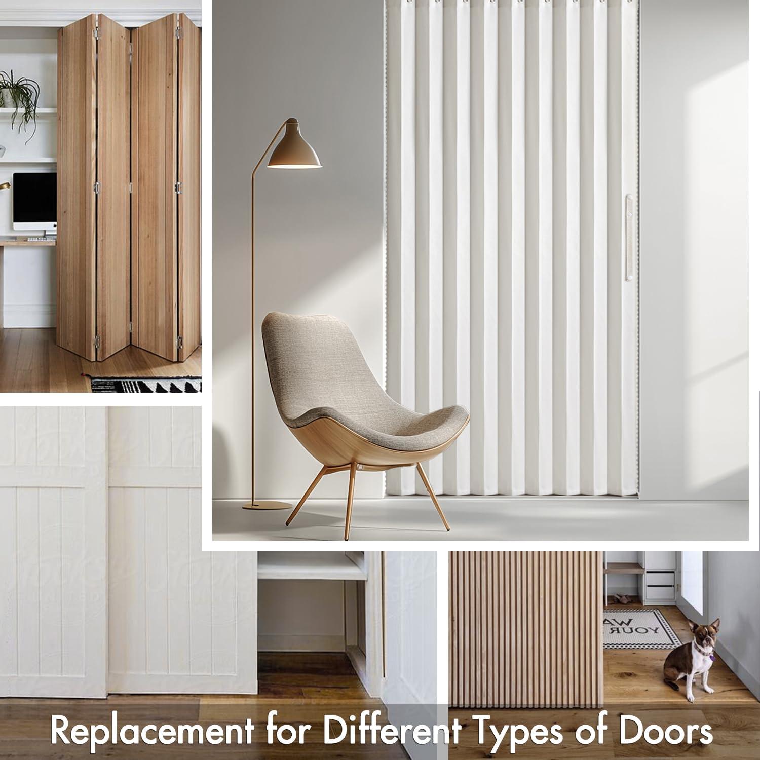 imageMIULEE Accordion Style Magnetic Folding Door Curtains for DoorwaysCloset Room Divider Pleated Drapes with Hooks for Interior Living RoomBedroomOpen Closet White W42 x L78 inches 1 PanelWhite